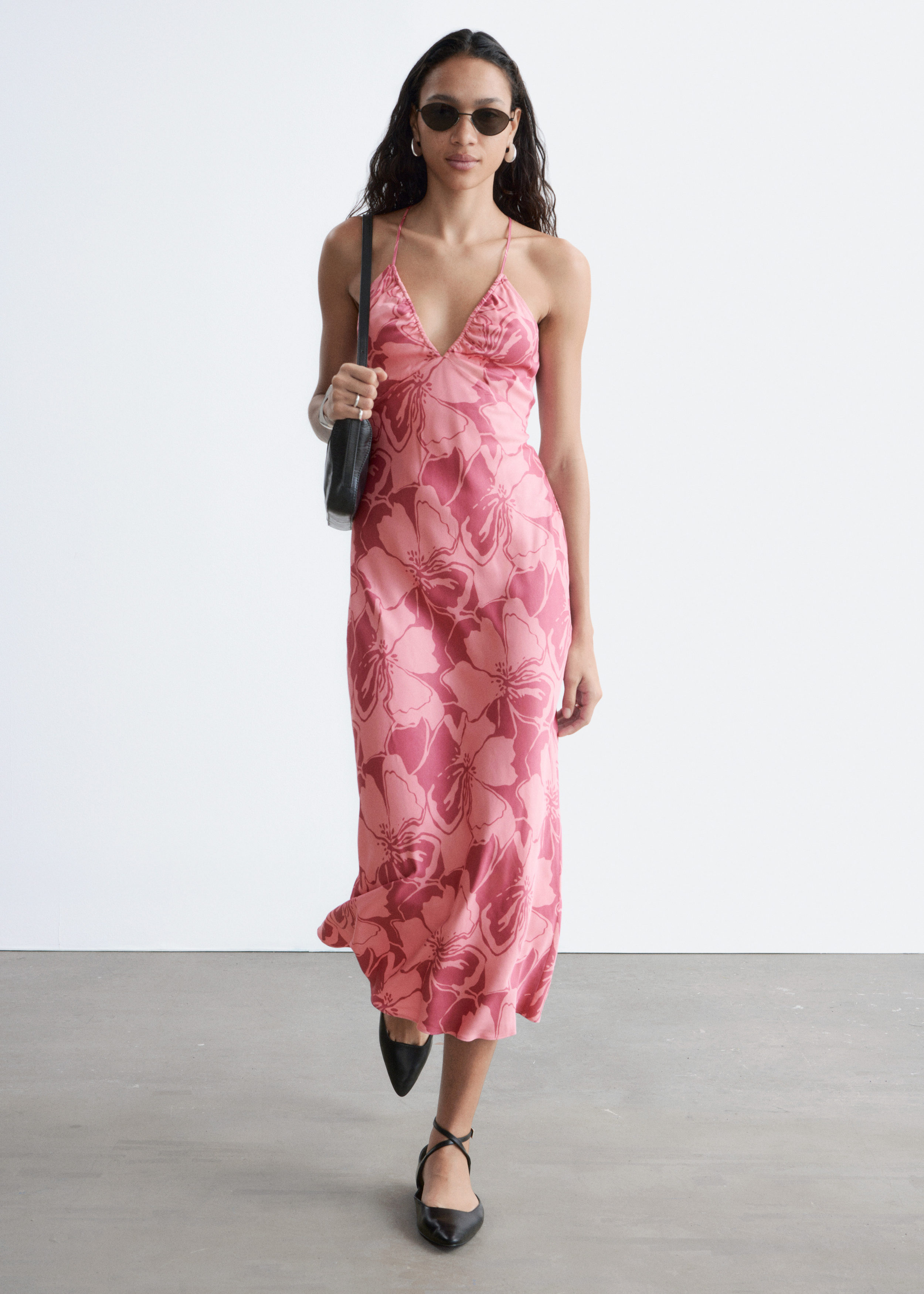 & Other Stories SATIN SLIP MIDI DRESS