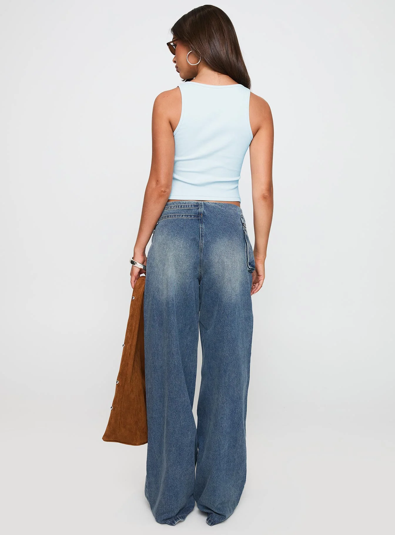 Paltrow Mid Rise Wide Leg Cargo Jeans Mid Blue Wash Petite