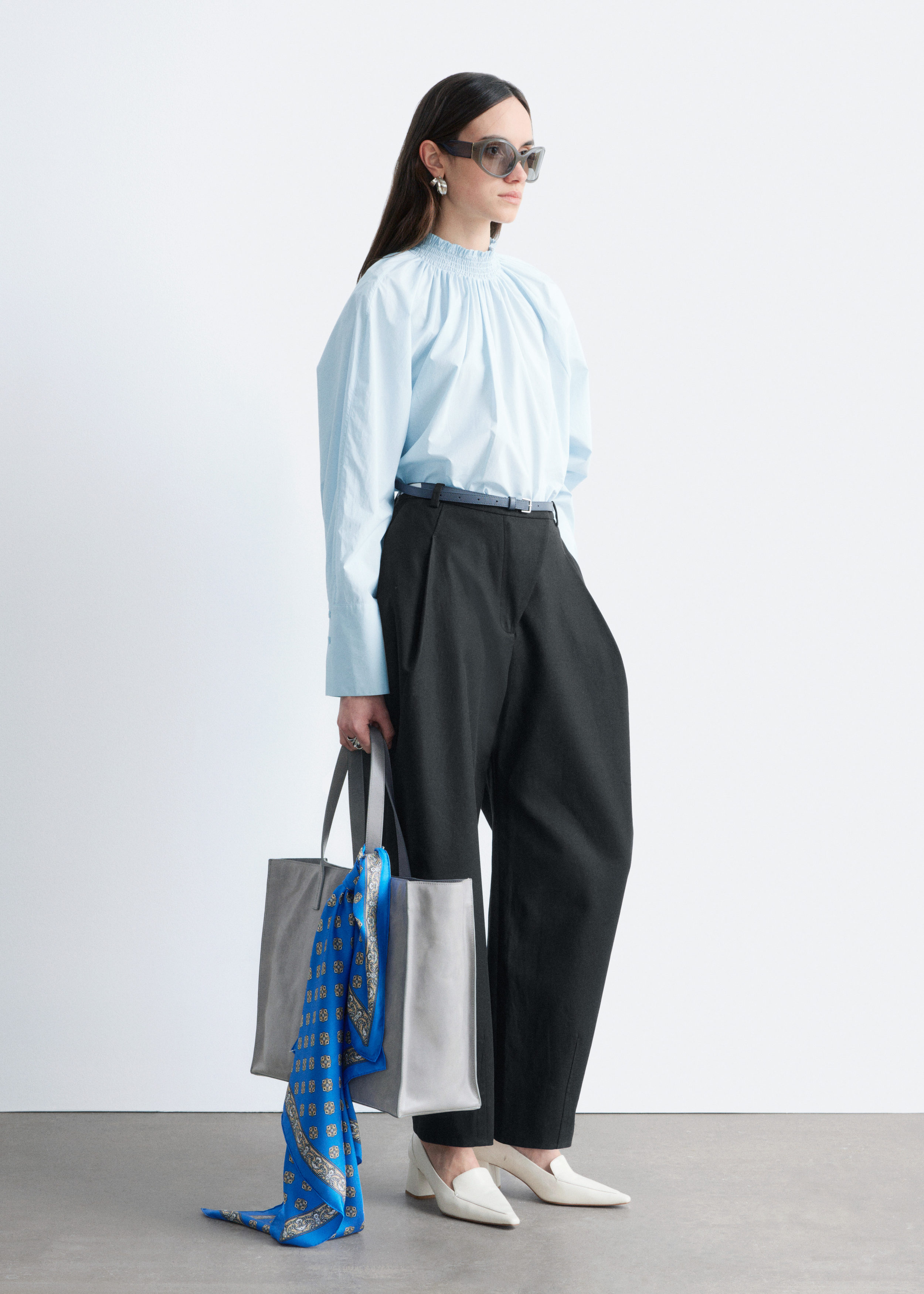 & Other Stories GATHERED STAND-COLLAR BLOUSE