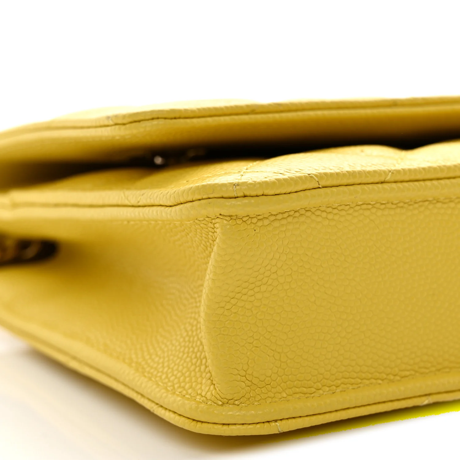 Caviar Quilted Wallet on Chain WOC Yellow - Top Club