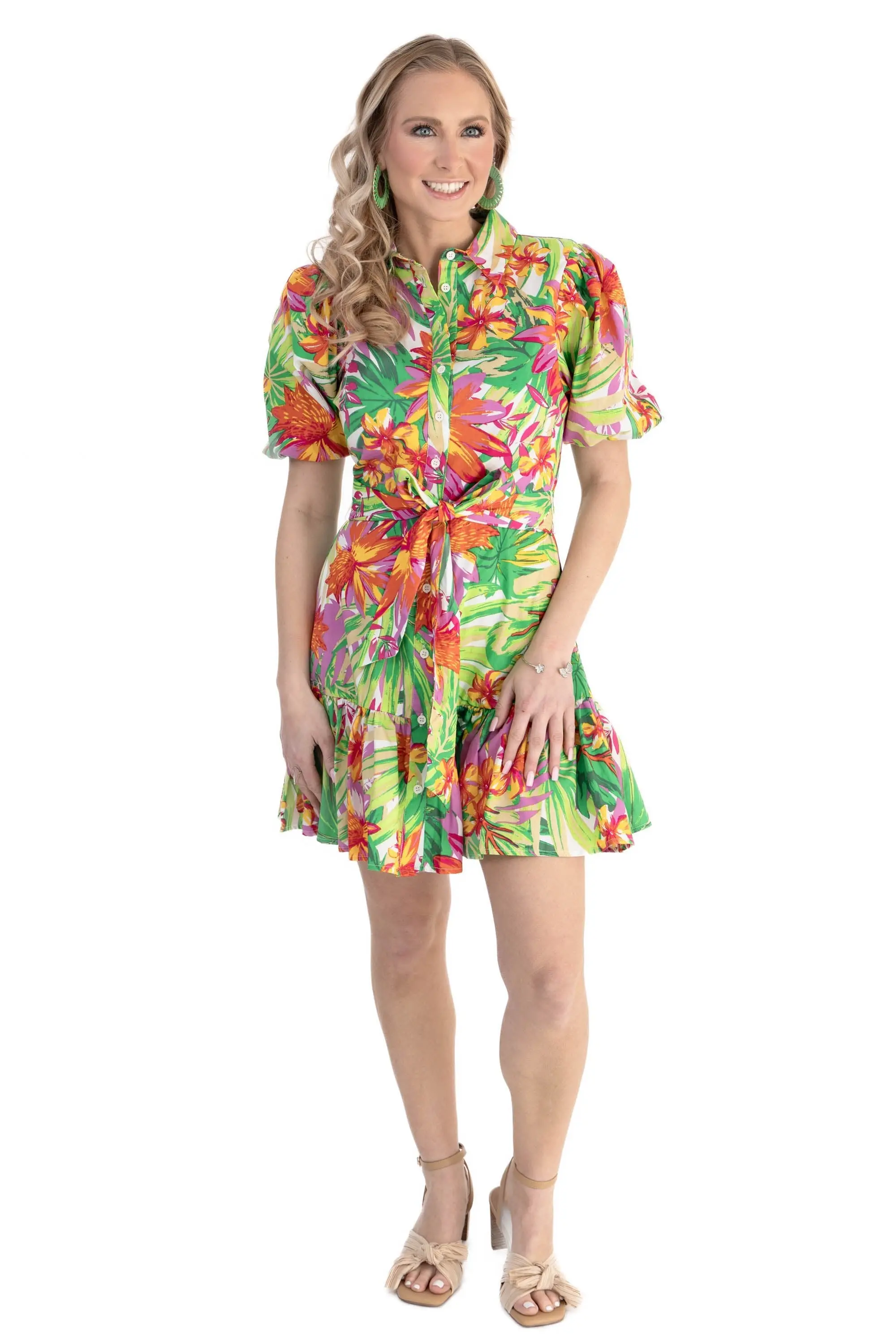 Chase Your Own Sunshine Poplin Short Floral Dress - ALJEGJ