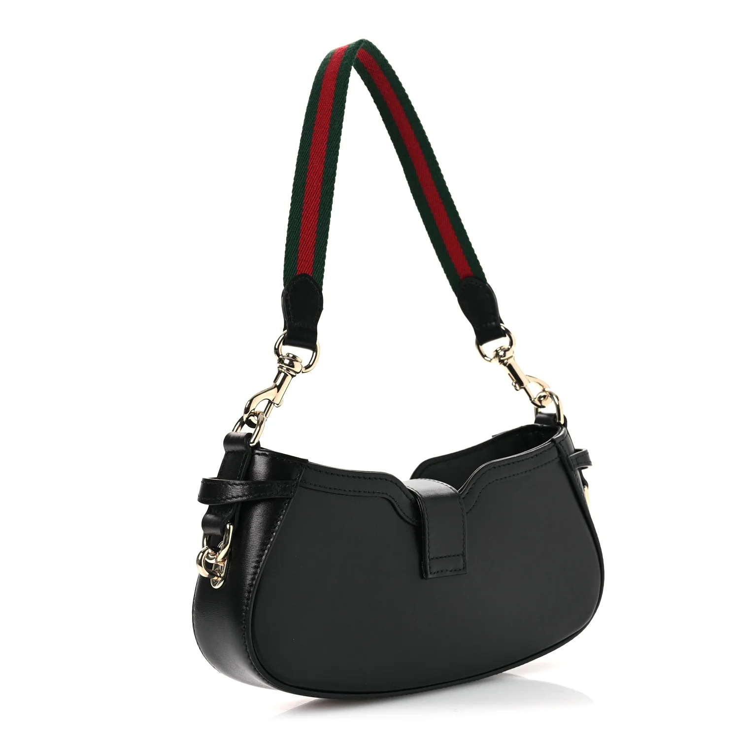 Calfskin Mini Moon Side Shoulder Bag Black - Top Club