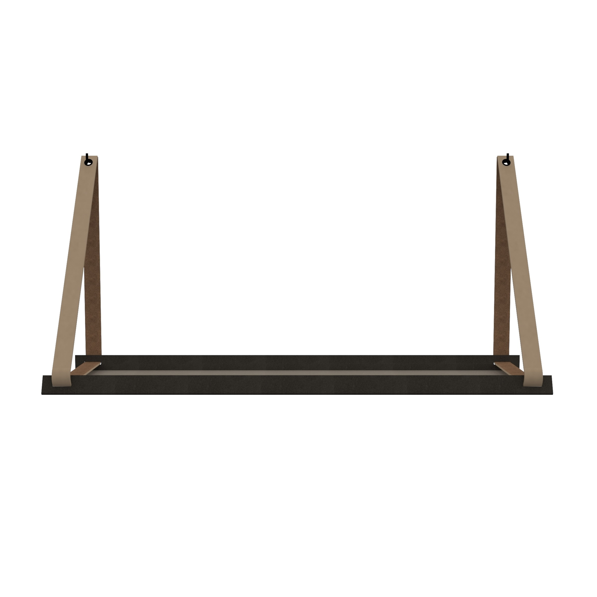 Stalen wandplank 70x20cm - incl. leren plankdragers Stalen wandplank met leren plankdragers - Taupe
