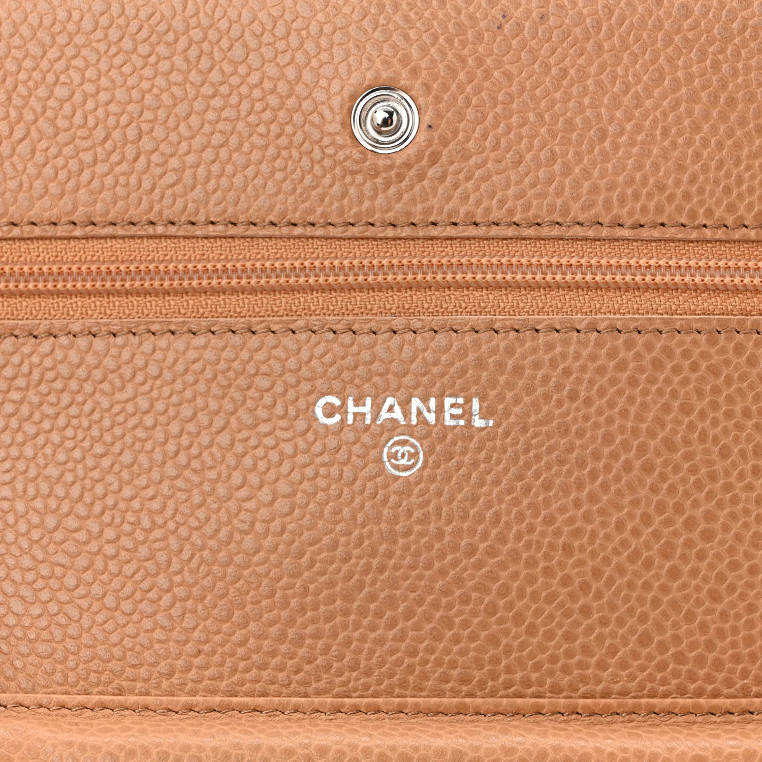 Caviar Quilted Wallet on Chain WOC Beige - Top Club