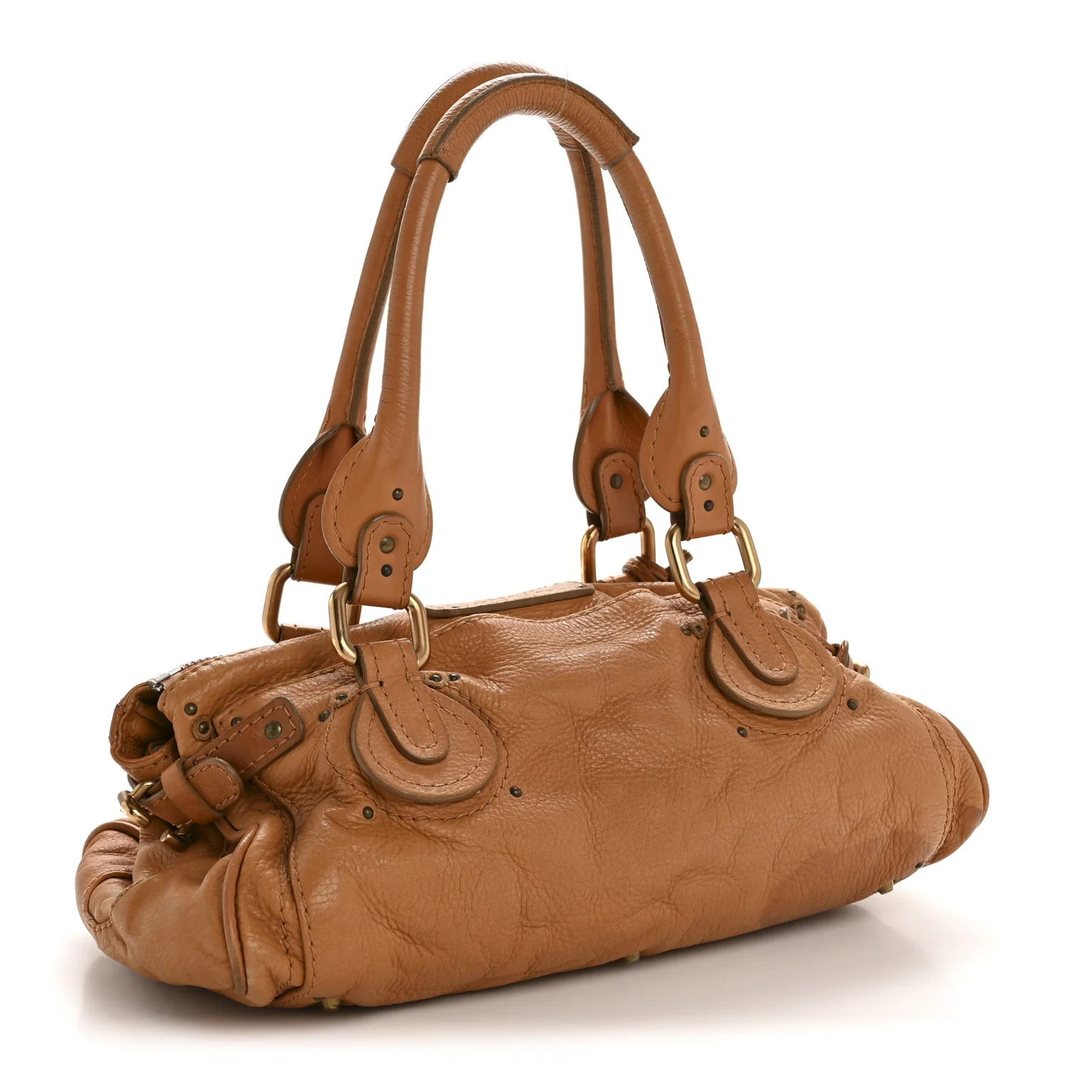 Calfskin Medium Paddington Satchel Tan - Top Club