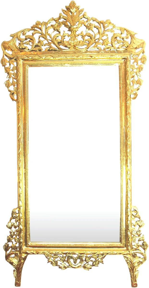Huge Baroque Mirror Gold 220 x 120 cm - Elegant & Magnificent Wall Mirror Shiny Gold