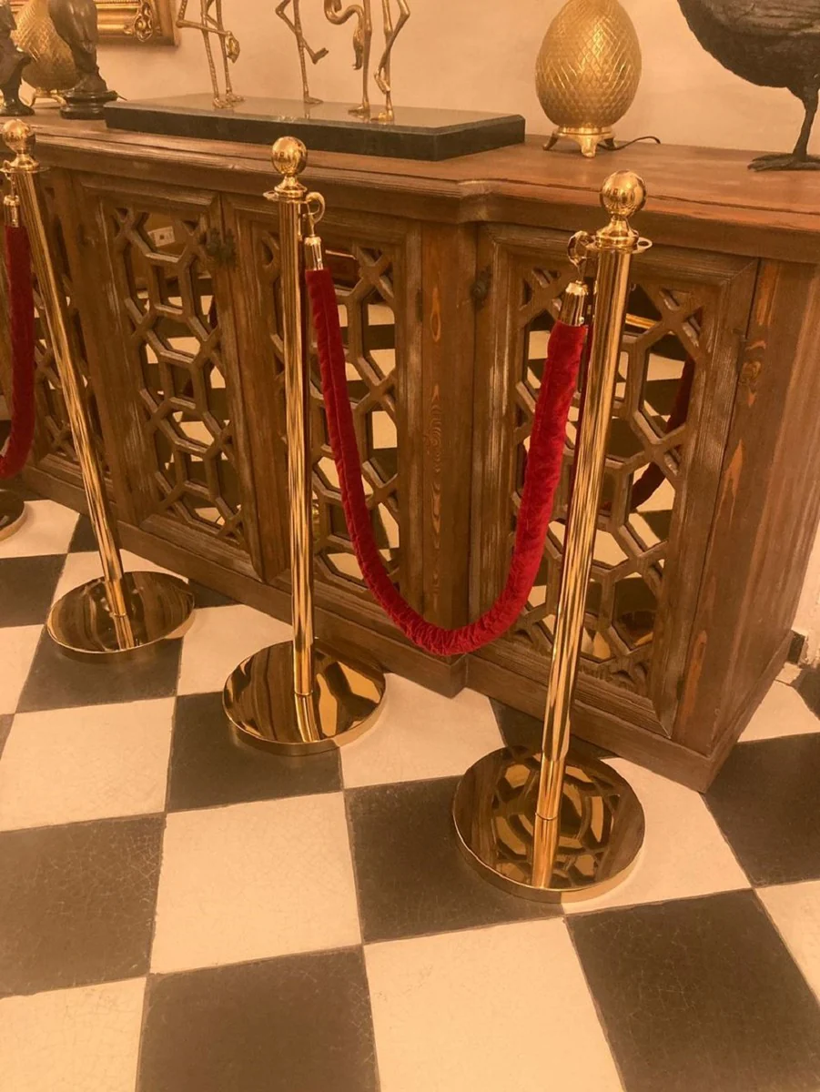 Luxury VIP barrier gold / burgundy Ø 32 x H. 106 cm - barrier stand with rope - hotel accessories - restaurant accessories - luxury collection