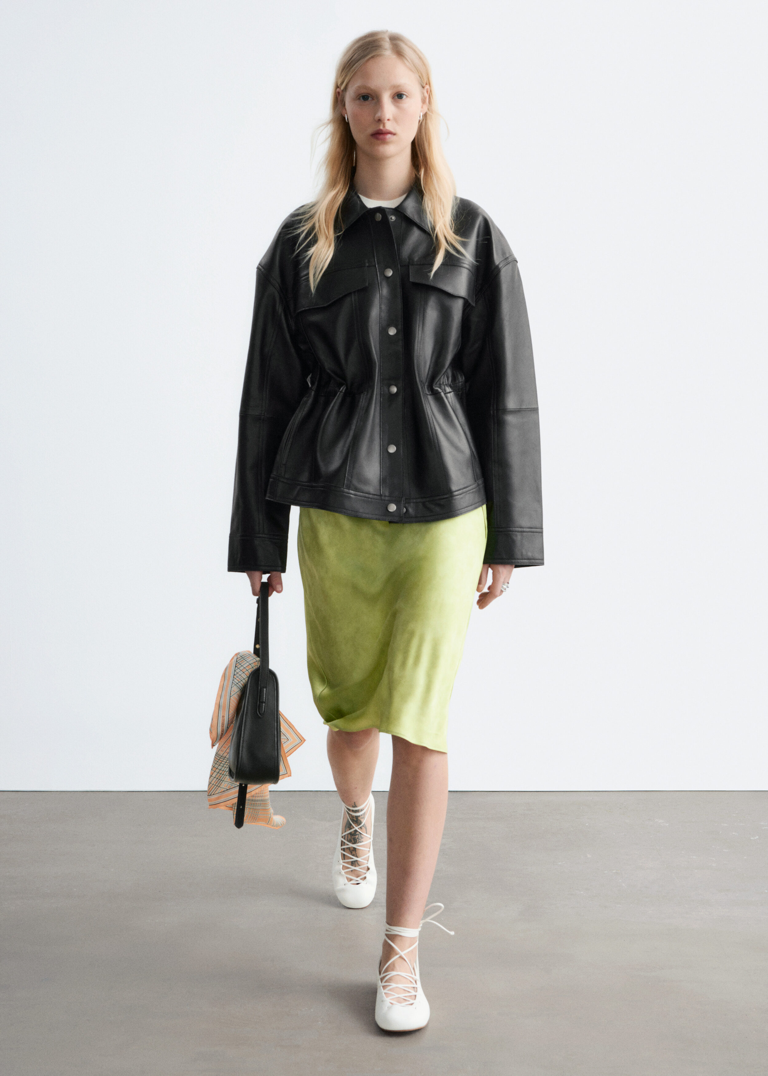& Other Stories DRAWSTRING-WAIST LEATHER JACKET