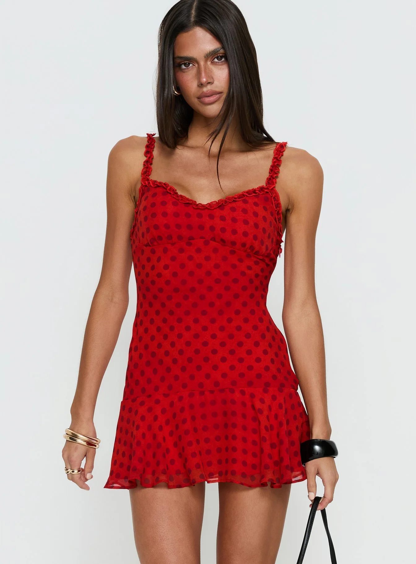 Kahla Frill Playsuit Red Polka Dot