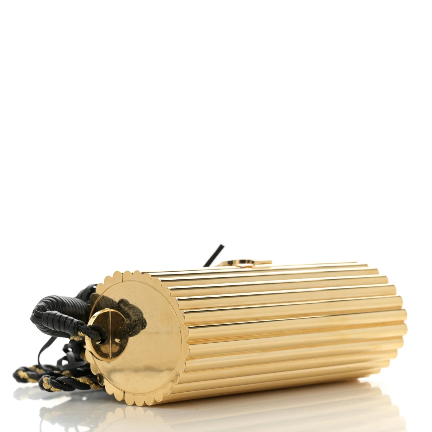 Ribbed Plexiglass Lambskin Fringe Monogram Opium Box Bag Gold - Top Club
