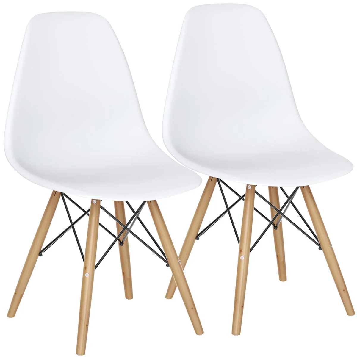 BEFOUNDLOVELY Plastic Chairs with Wood Legs, Ergonomic Backrest