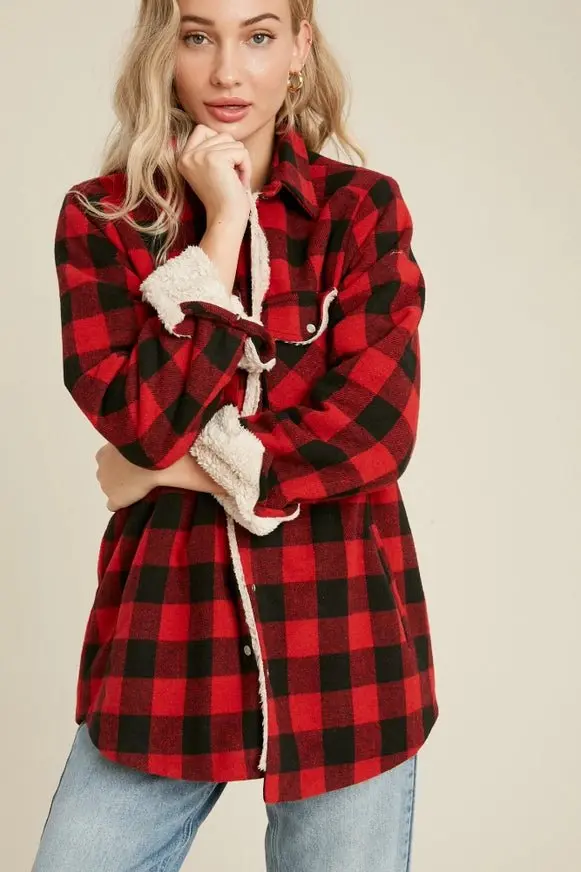 Cozy Cabin Buffalo Plaid Shacket - ALJEGJ