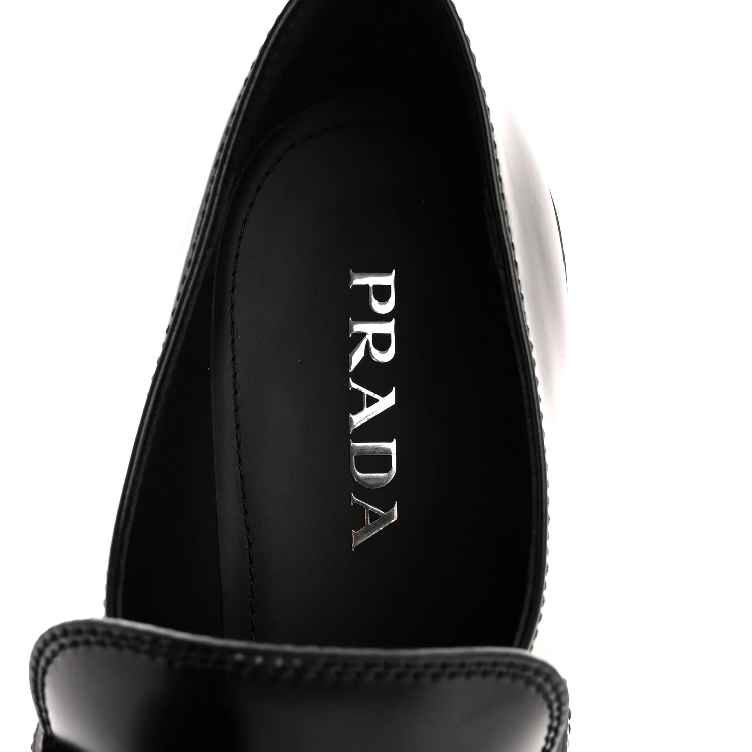 Spazzolato Metal Triangle Logo 50mm Loafers 40.5 Black - Top Club