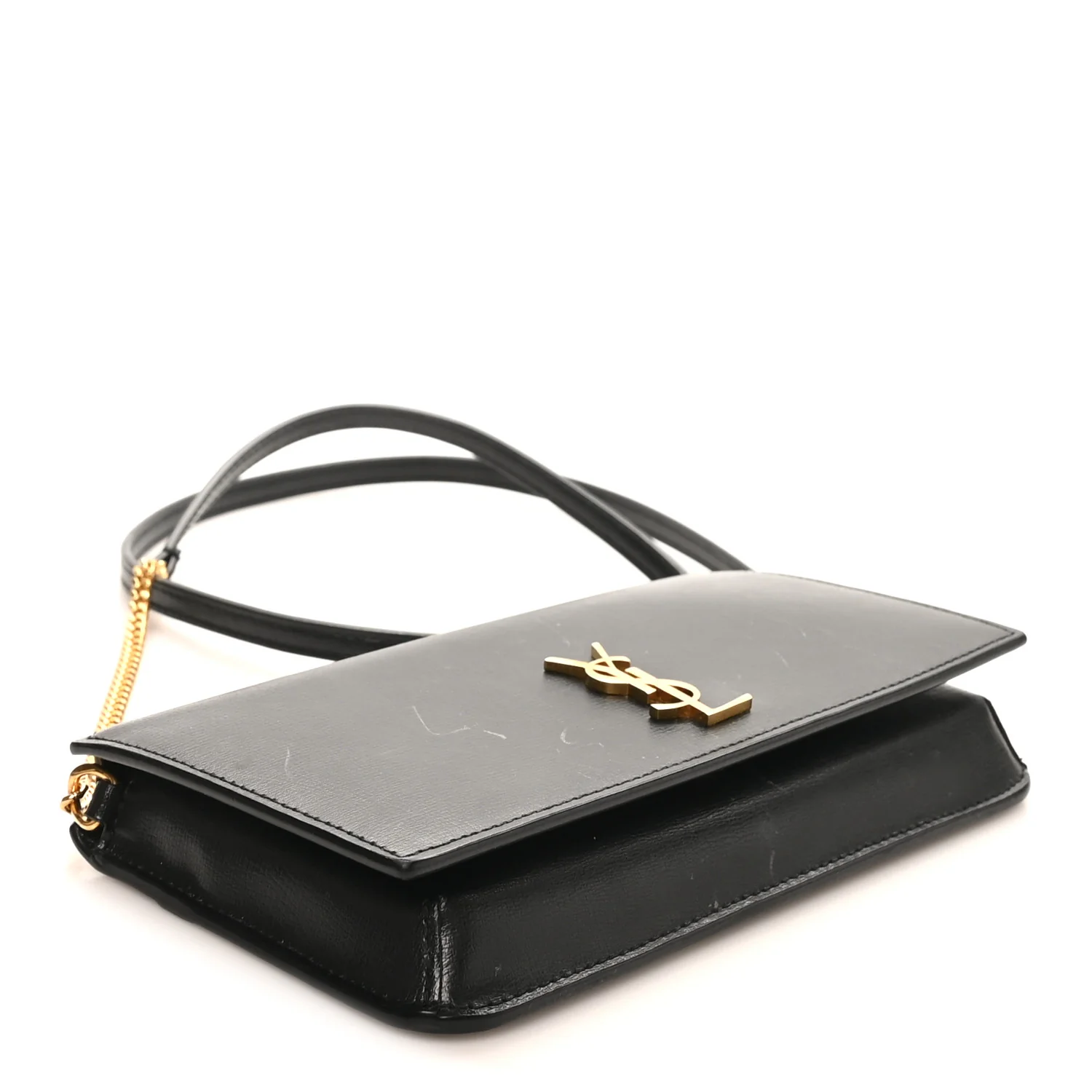 Smooth Calfskin Monogram Phone Holder Crossbody Black - Top Club