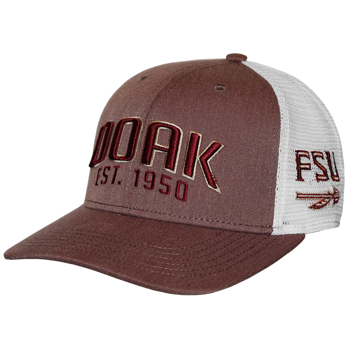Legacy Men's Doak/FSU Spear Design Adjustable Mid-Profile Trucker - Melange Brown - MoB Apparel