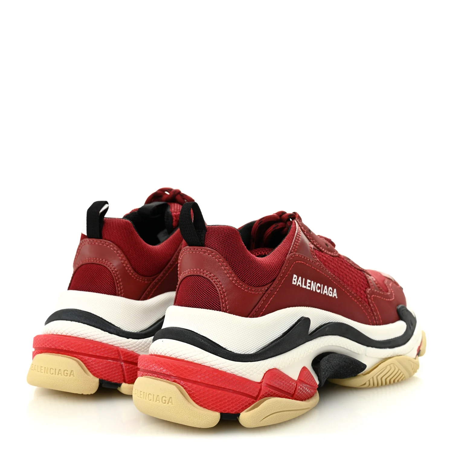 Fabric Mesh Washed Effect Womens Triple S Sneakers 39 Bordeaux Tricolor - Top Club
