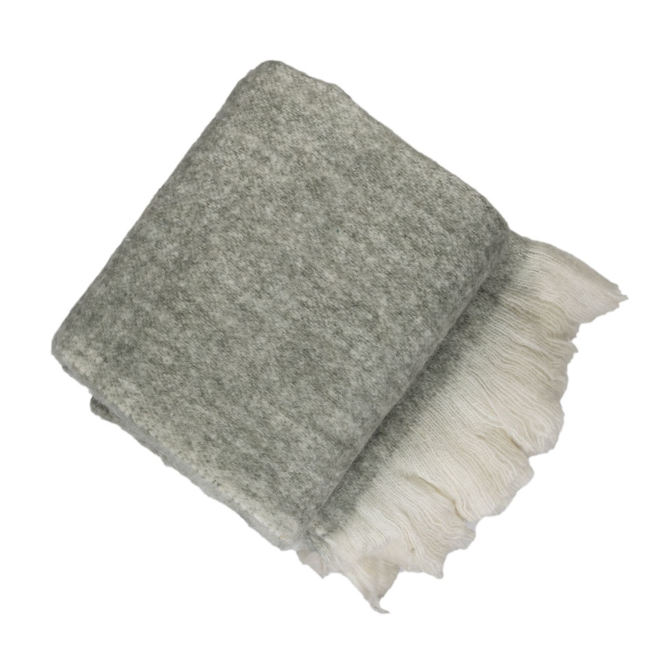 Plaid woolmix Fringe moongrey
