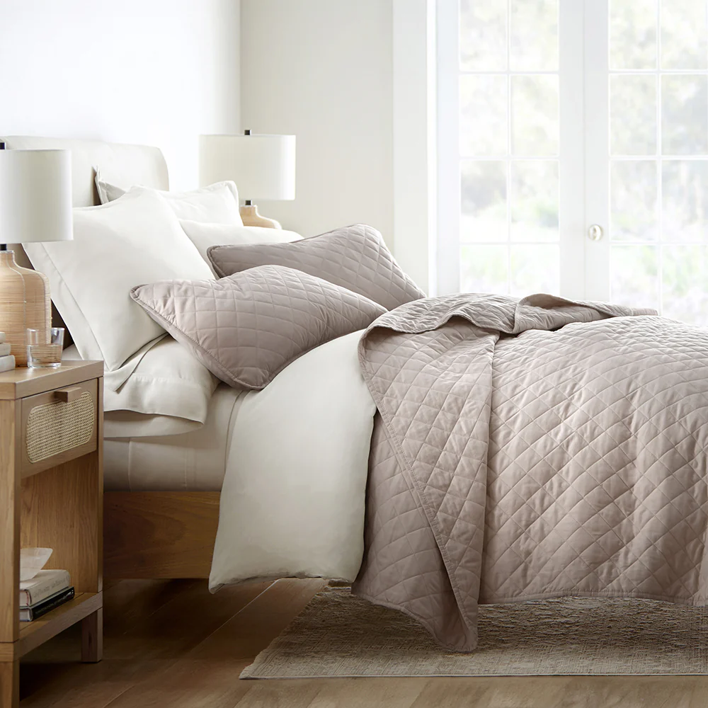 3-Piece Diamond Stitch Quilted Coverlet Set - Sale
