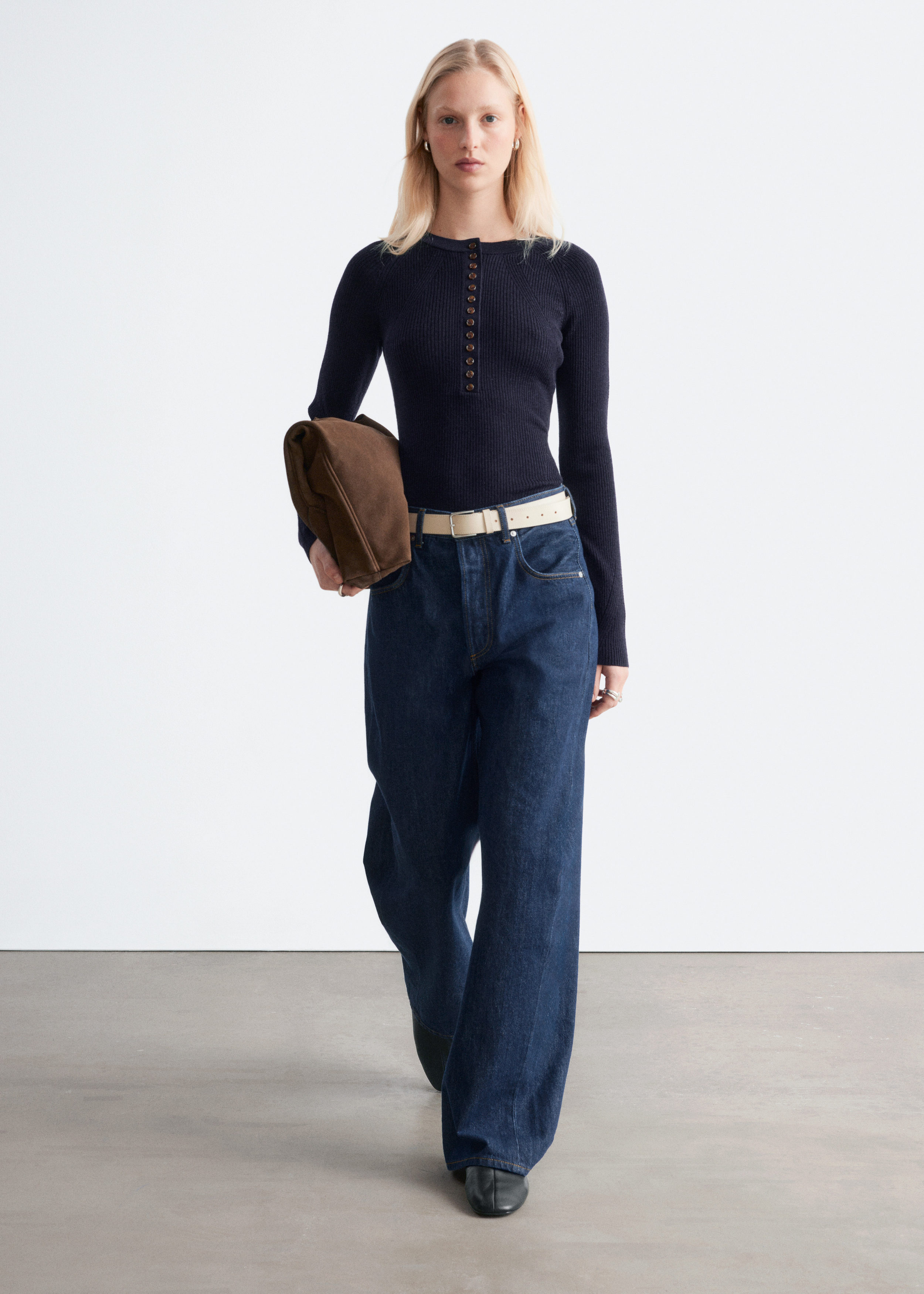 & Other Stories HALF-PLACKET MERINO WOOL TOP