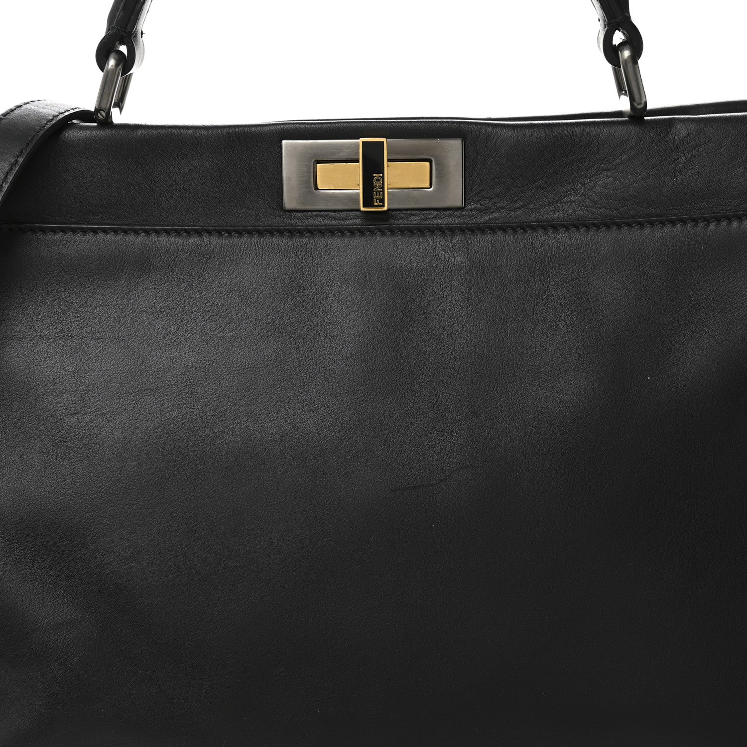 Calfskin Calf Hair Leopard Print Large Peekaboo Iconic Satchel Black - Top Club