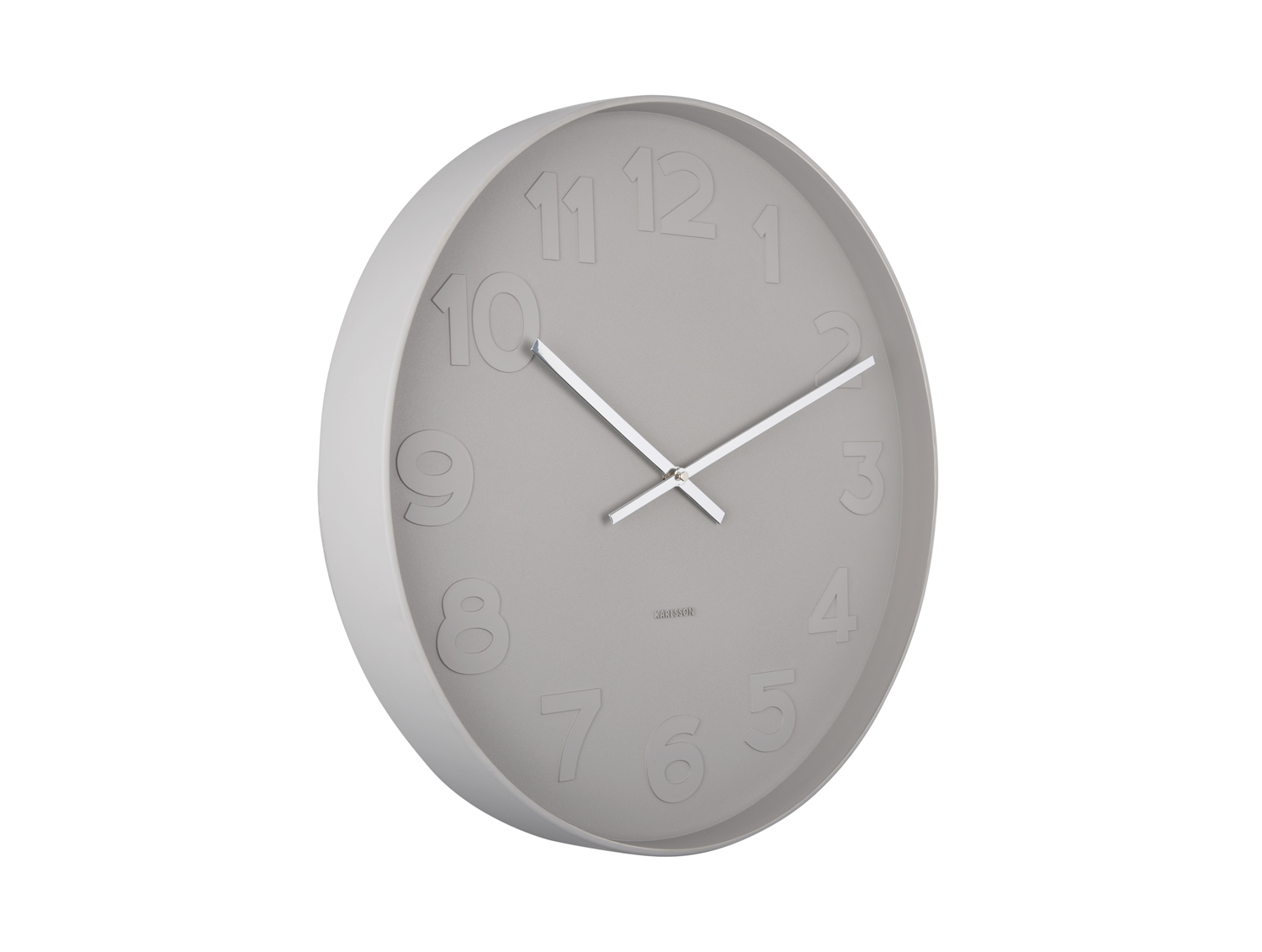Wall clock Mr. Grey numbers large, warm grey