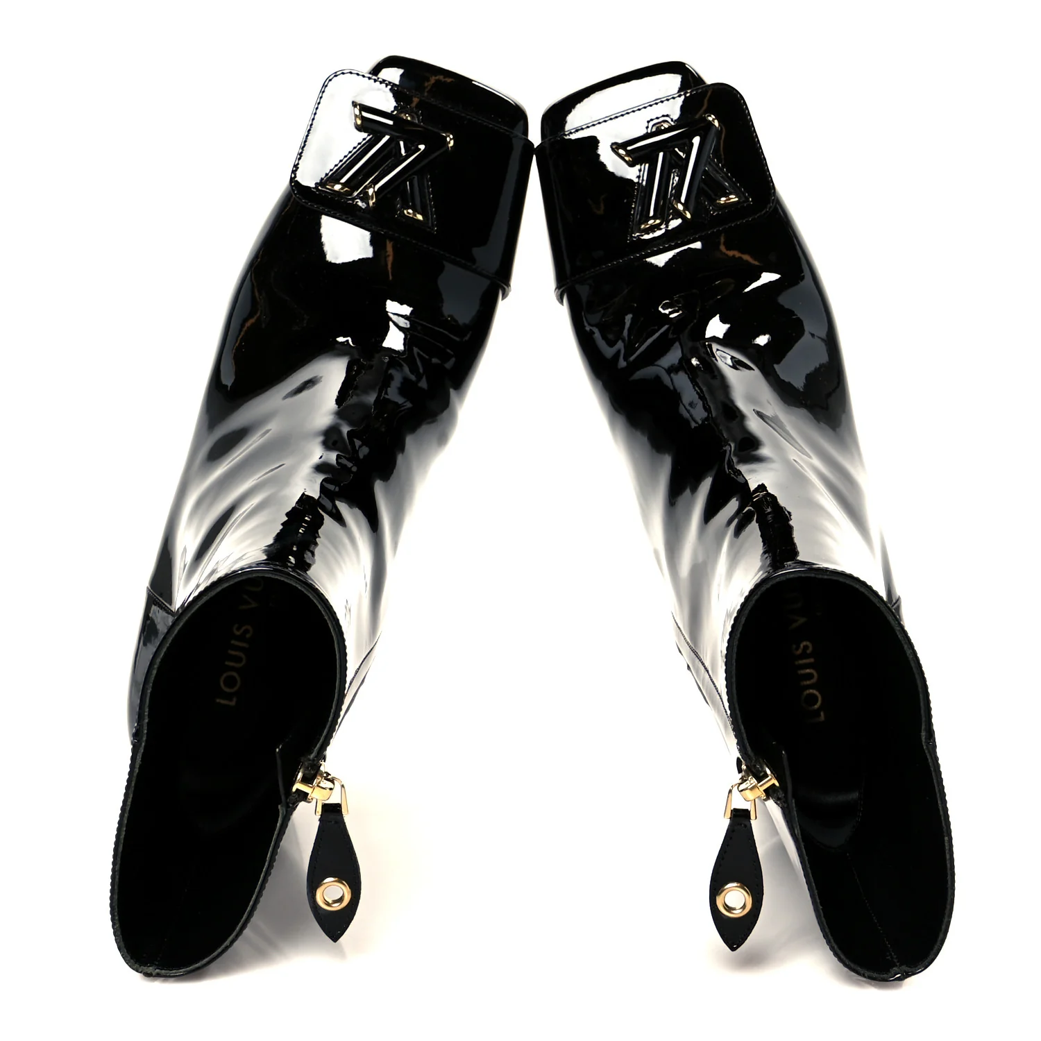 Patent Calfskin Shake Ankle Boots 38 Black