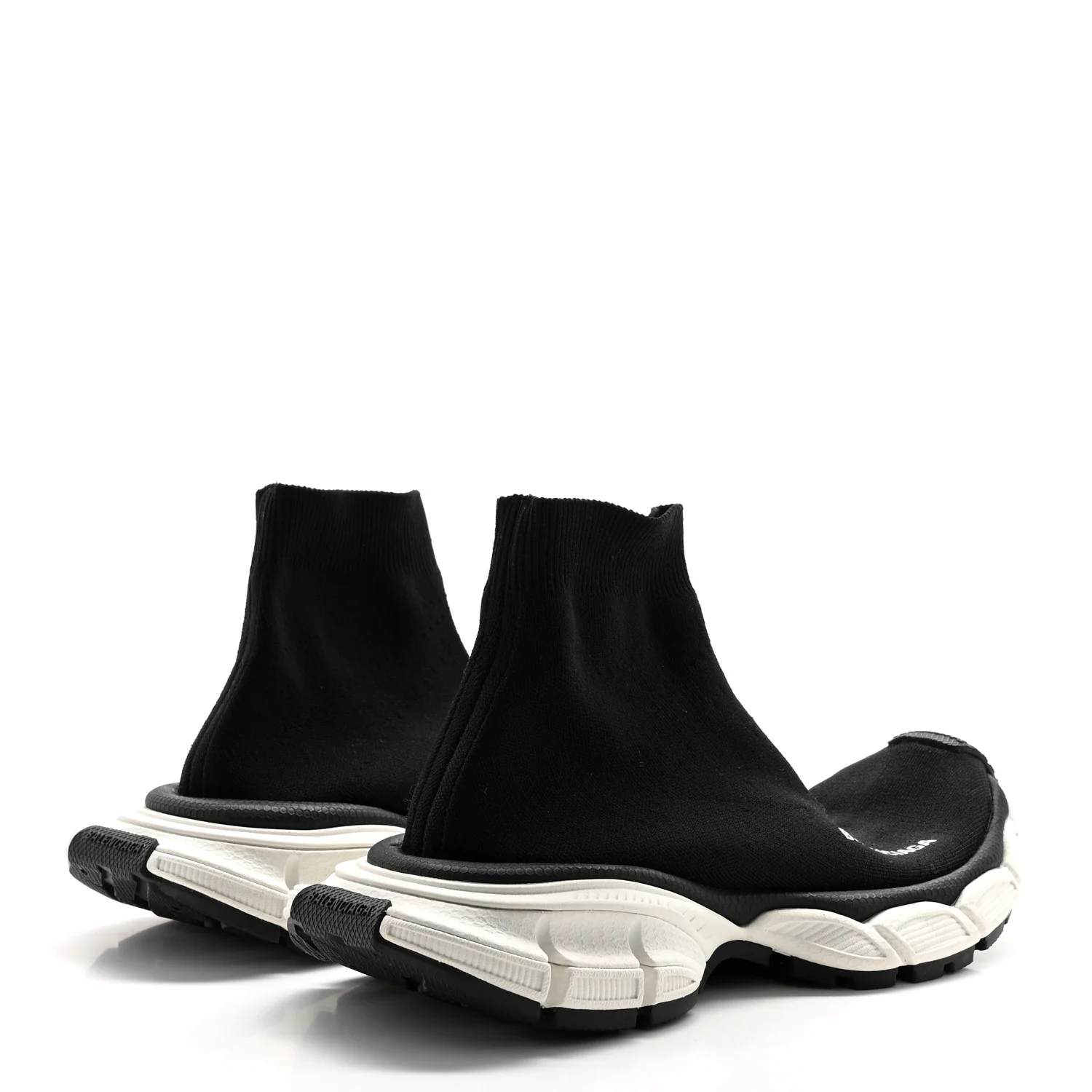 Technical 3D Recycled Knit Womens 3XL Sock Sneakers 35 Black White - Top Club