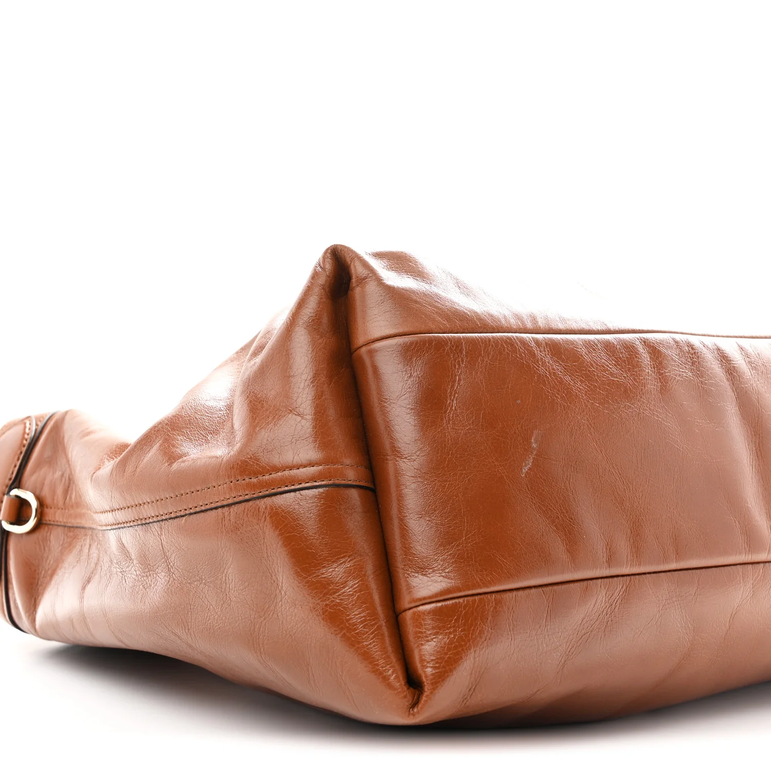 Soft Glossy Calfskin Large Giglio Tote Dark Brown - Top Club