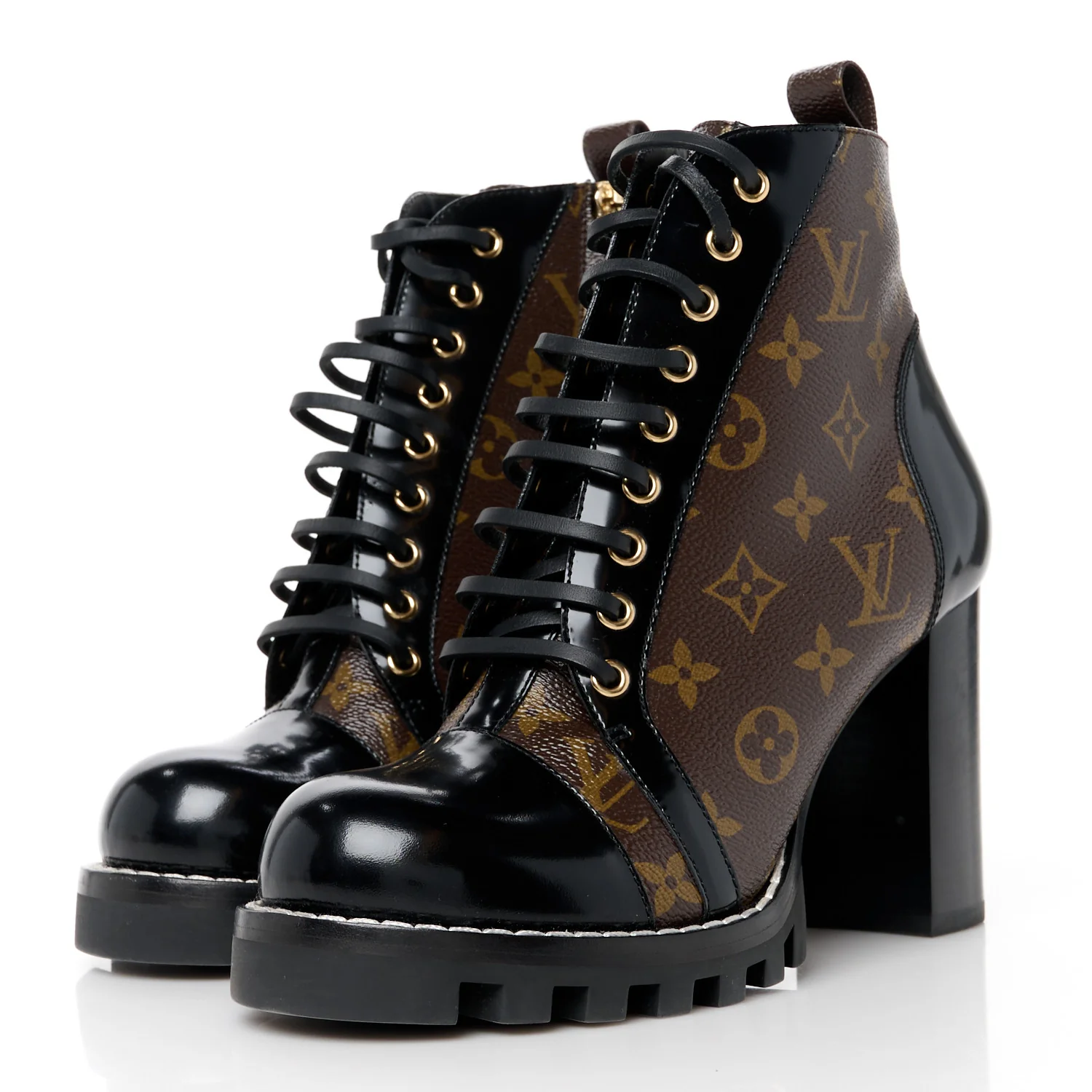 Patent Calfskin Monogram Star Trail Ankle Boots 40 Black - Top Club