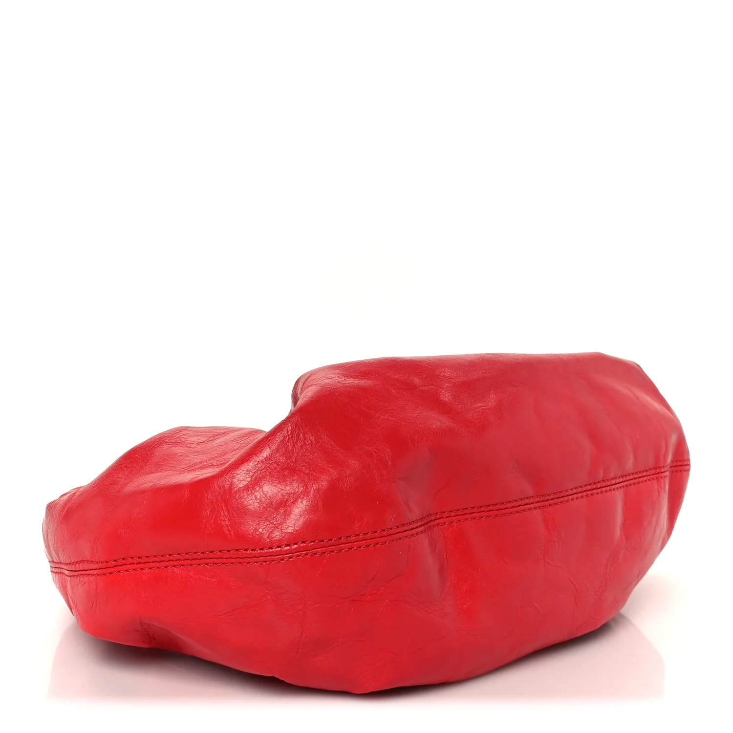 Crackle Patent Calfskin Small Handle Crescent Bag Flame Red - Top Club