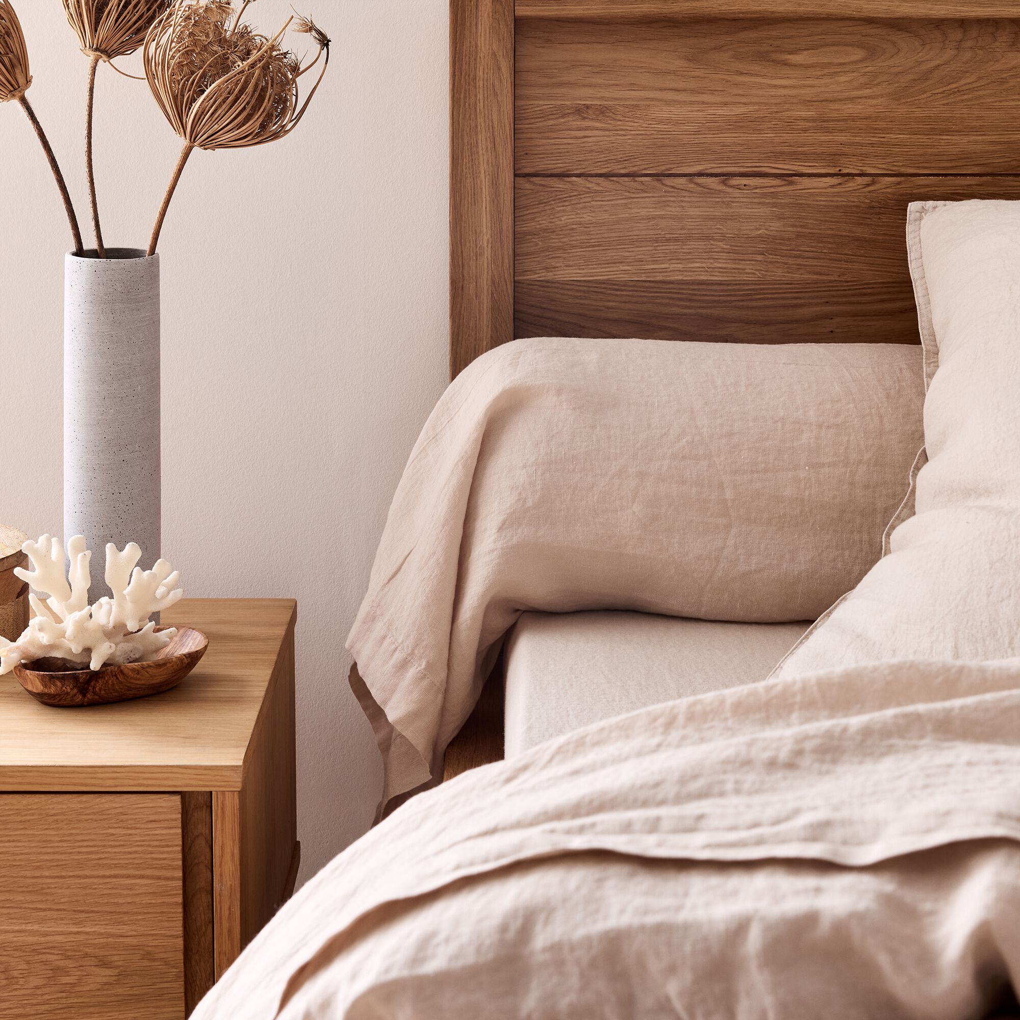 VENCE - Taie de traversin en lin lavé - beige 45x190cm