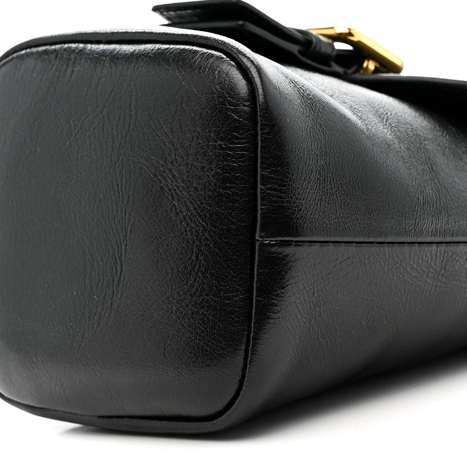 Shiny Calfskin Camera Crossbody Black - Top Club