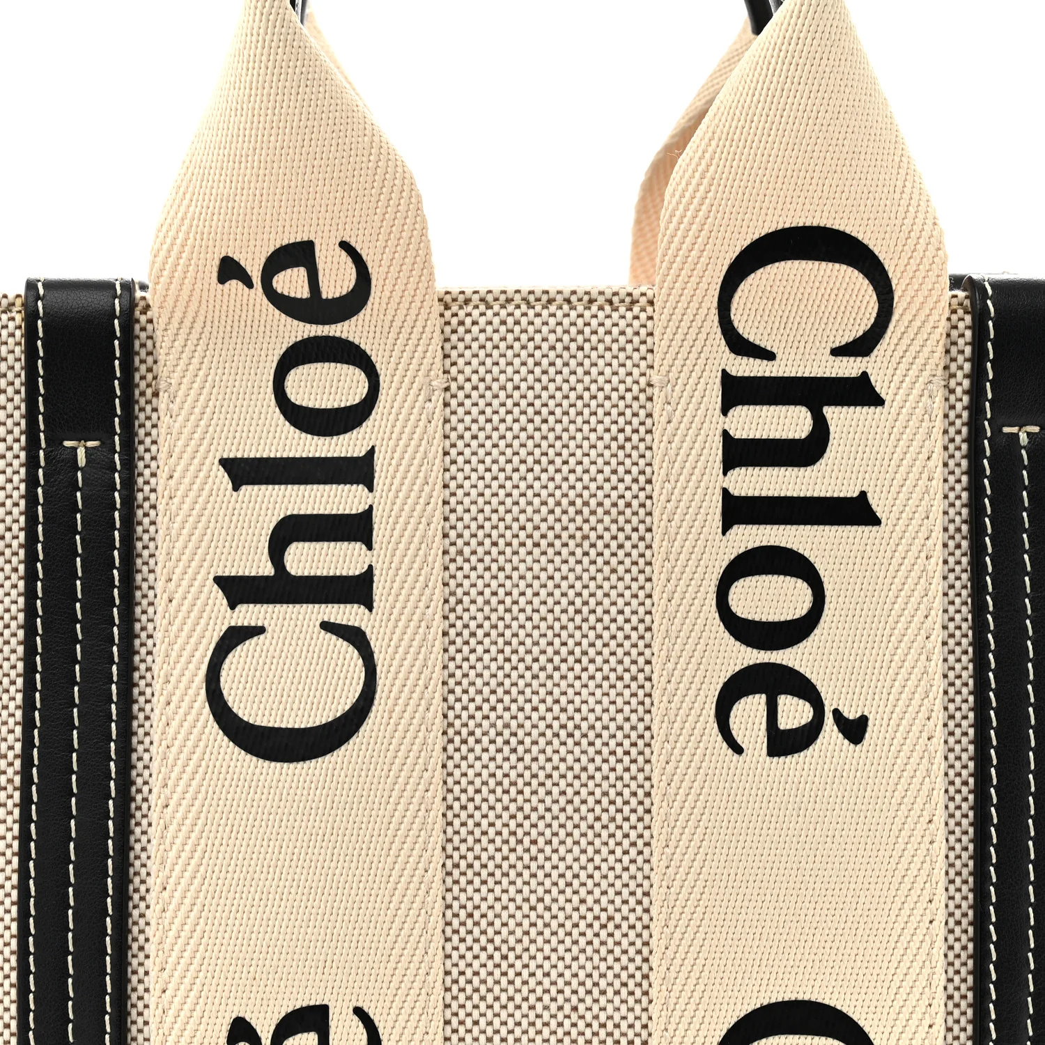 Cotton Calfskin Small Woody Ribbon Tote White Blue - Top Club