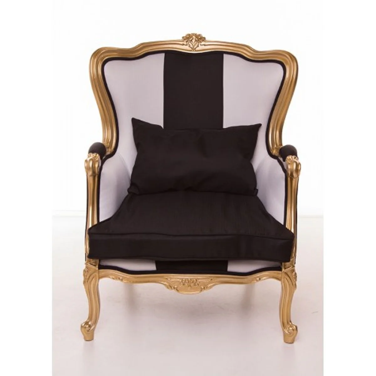 Luxury Baroque Armchair Black / White / Gold Furniture - Luxury Hotel Collection