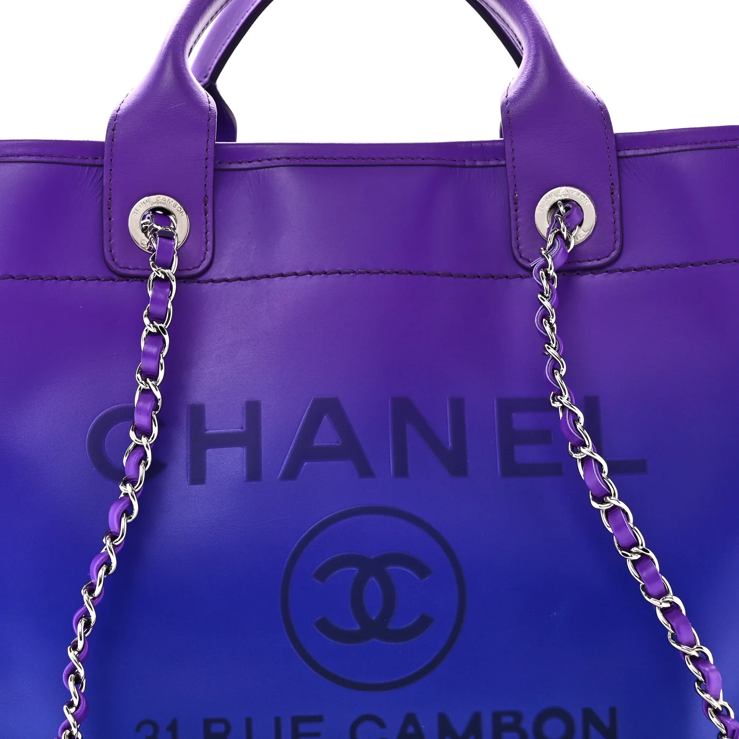 Shaded Calfskin Small Deauville Tote Purple Blue - Top Club