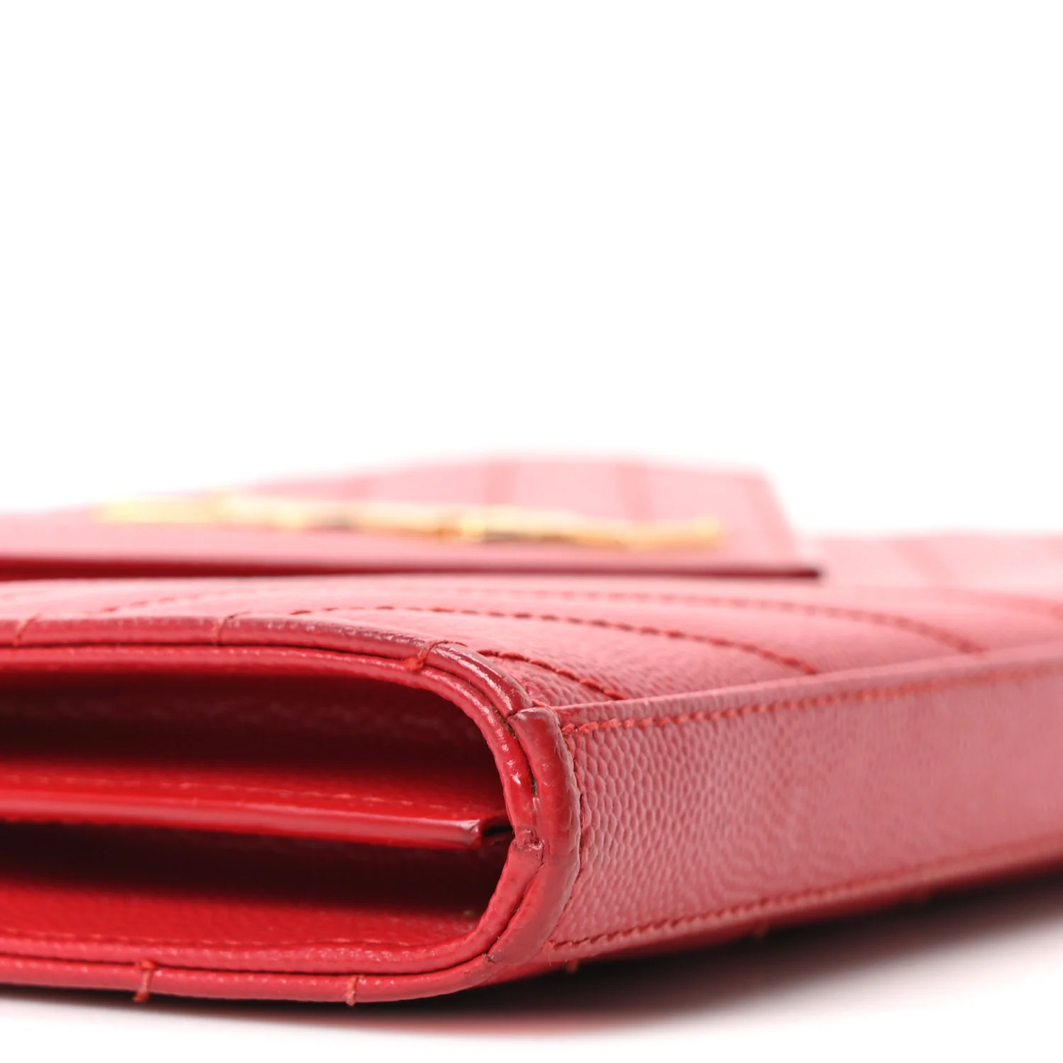 Grain De Poudre Matelasse Chevron Monogram Chain Wallet Rouge Eros - Top Club