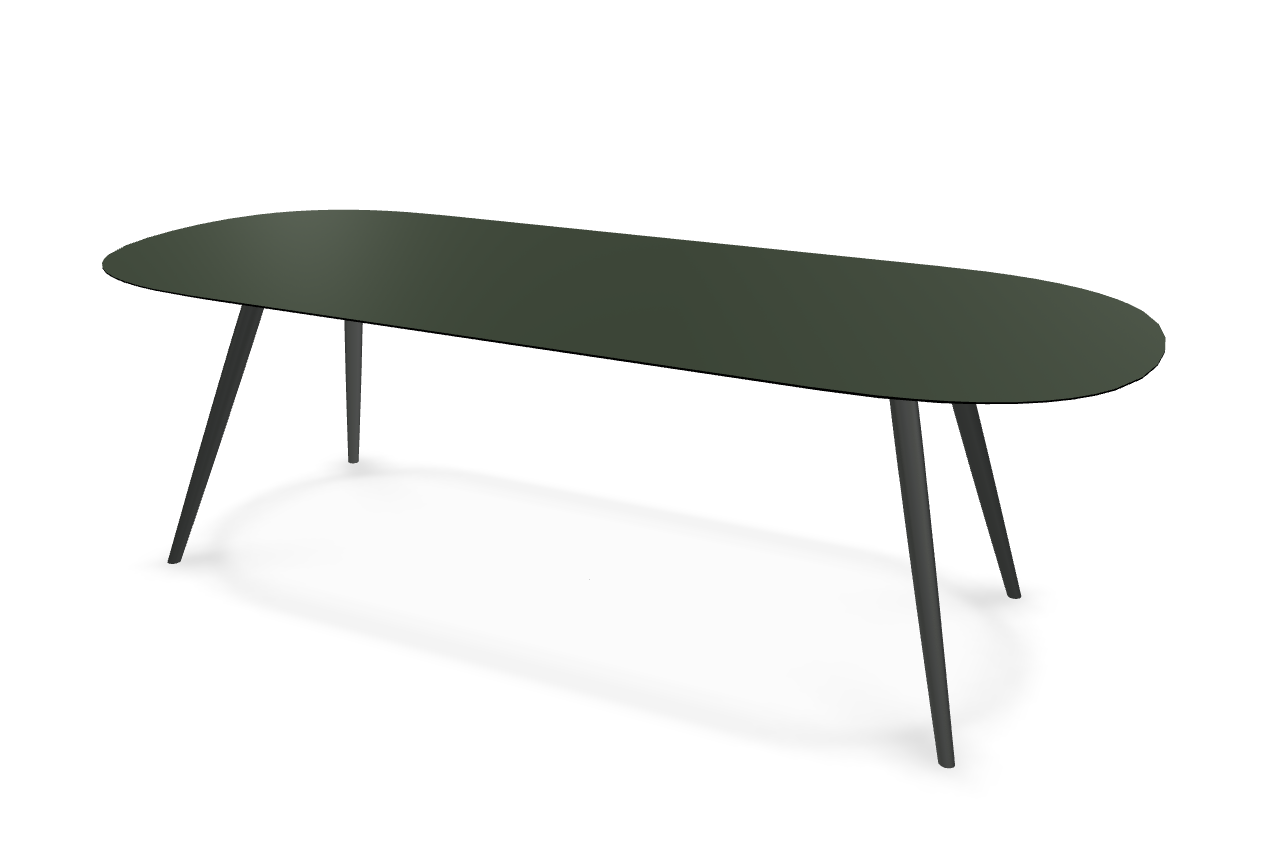 They & Me eettafel Joy – plat ovaal – HPL Zucchini 240 x 100 x 75 cm | HPL Zucchini | Verjongde Rand | Frame TM100 Antraciet