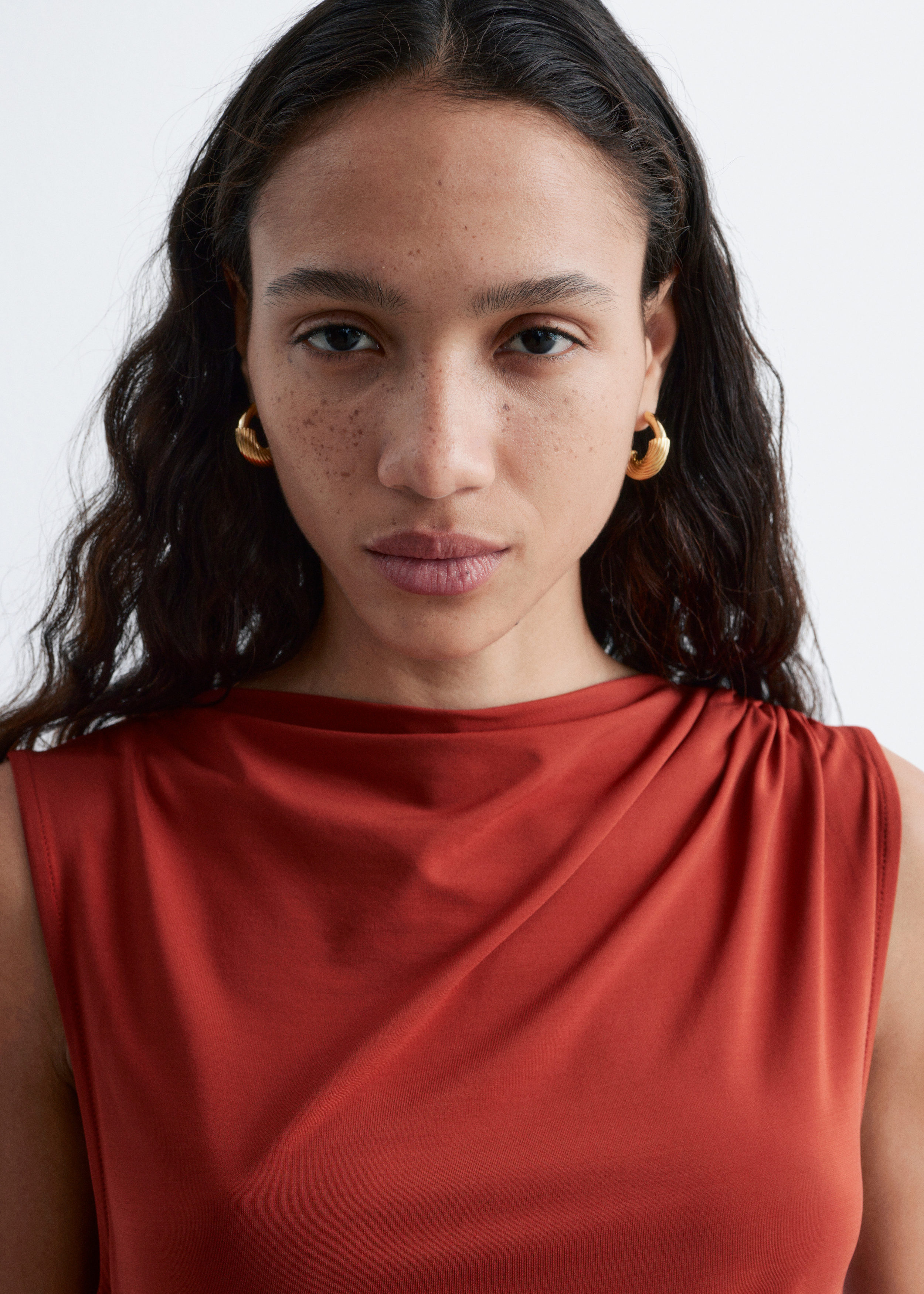 & Other Stories SLEEVELESS DRAPED MIDI DRESS
