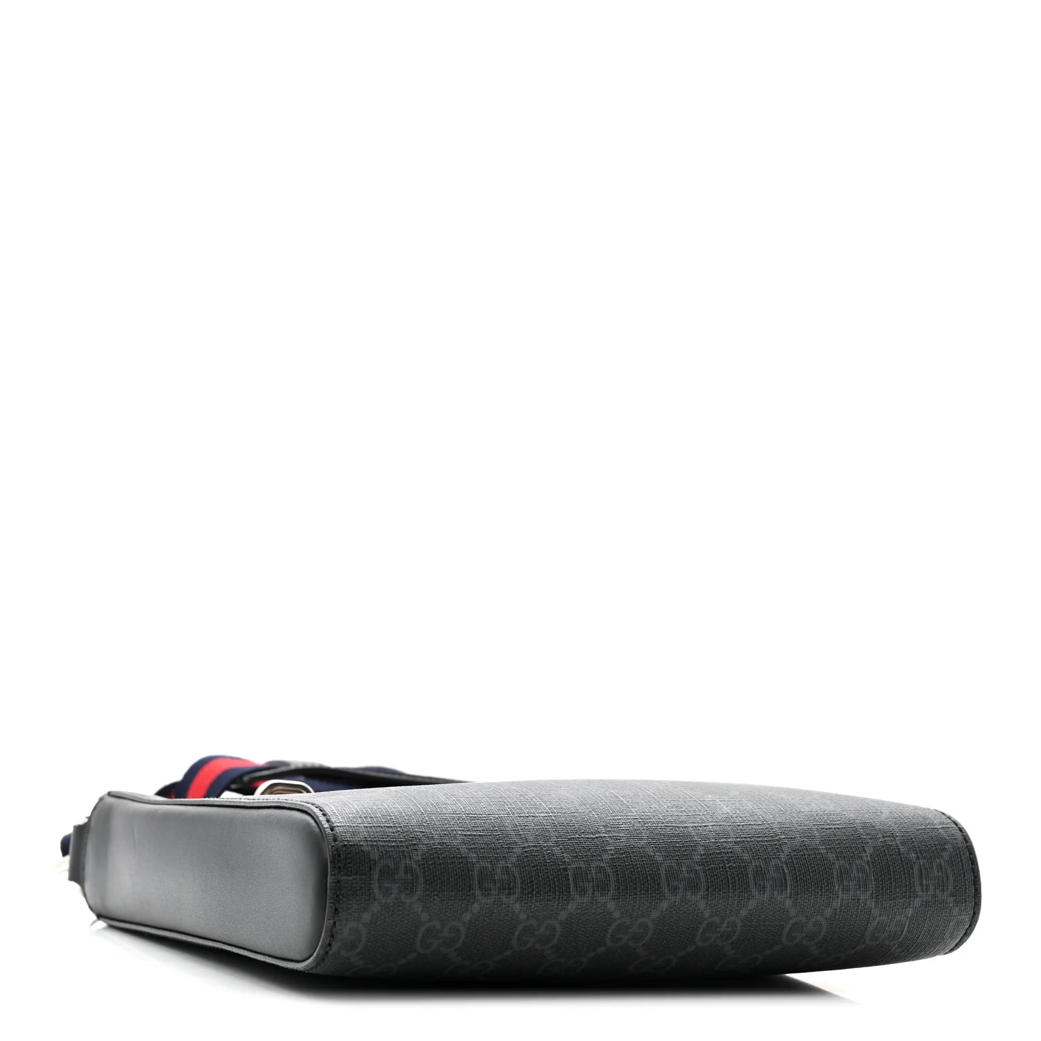 GG Supreme Monogram Web Small Flat Messenger Bag Black Grey - Top Club