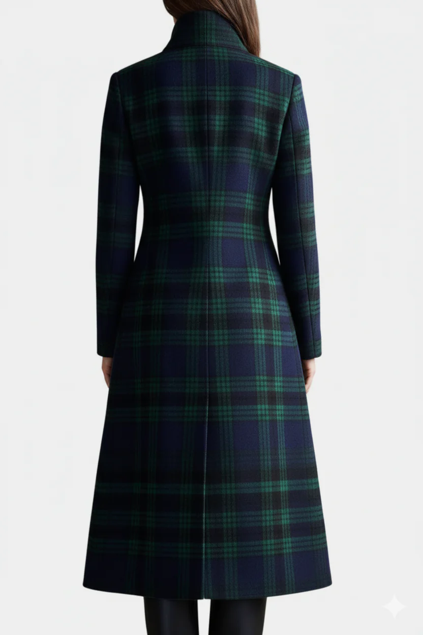Madeleine | Manteau mi-long carreaux élégant