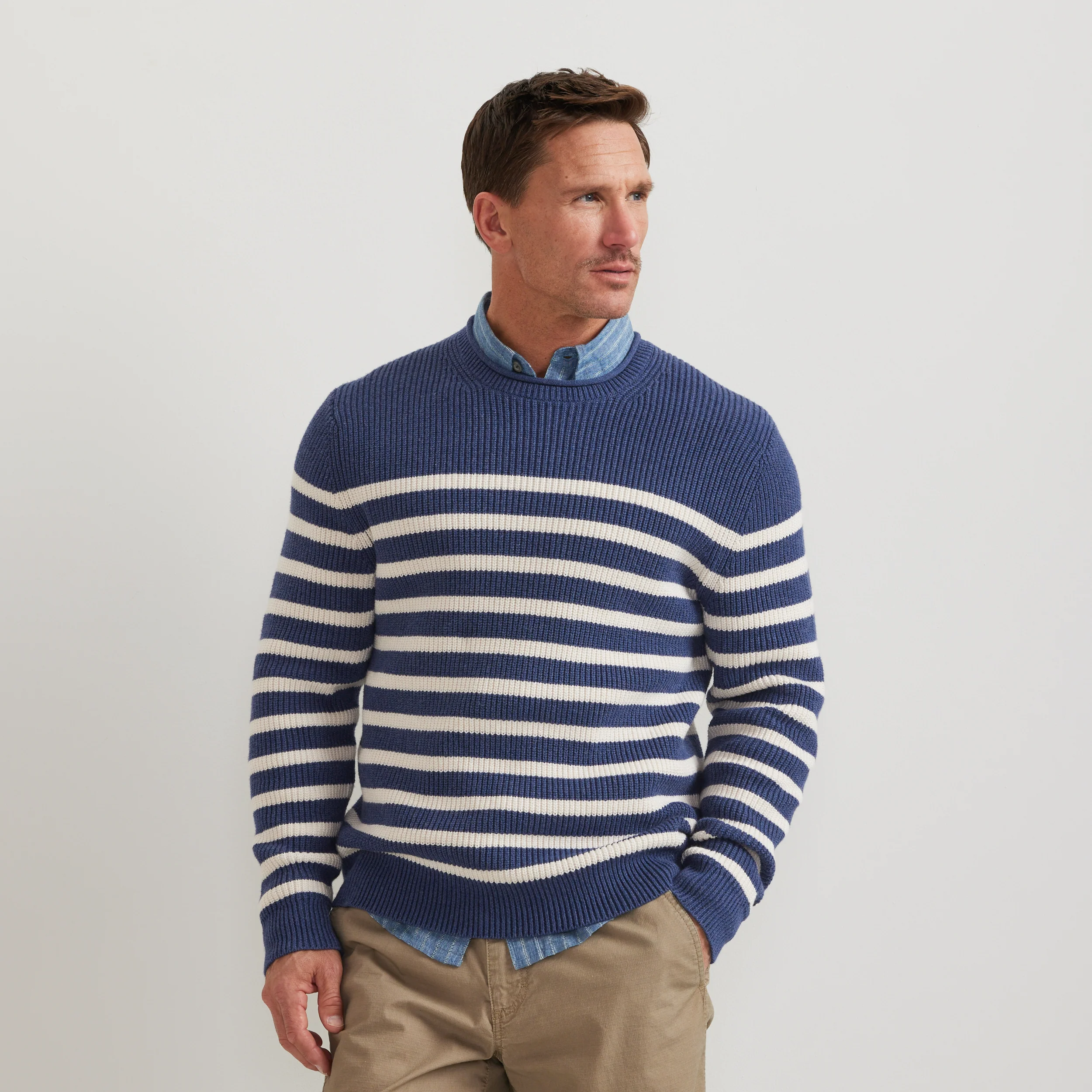 Men's Signature Roll Neck Sweater - Stripe - MoB Apparel