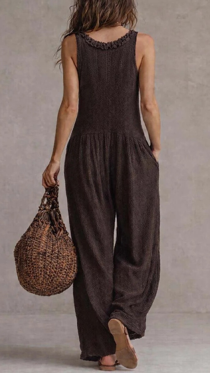 Women's V-Neck Sleeveless Wide-Leg Jumpsuit - Nordfashionstorm - Women's Clothing, Fashion for You - Nordfashionstorm.com
