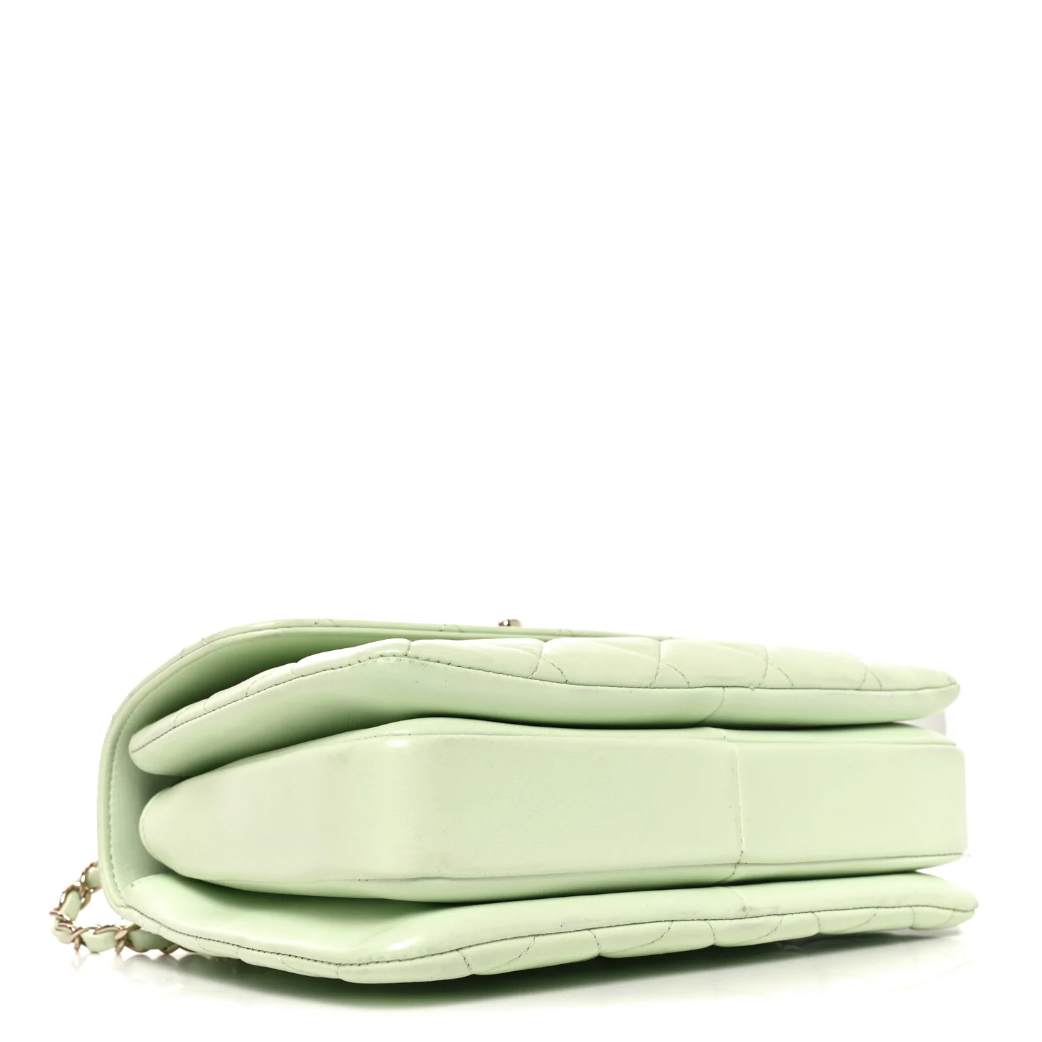 Lambskin Quilted Small Trendy CC Flap Dual Handle Bag Light Green - Top Club