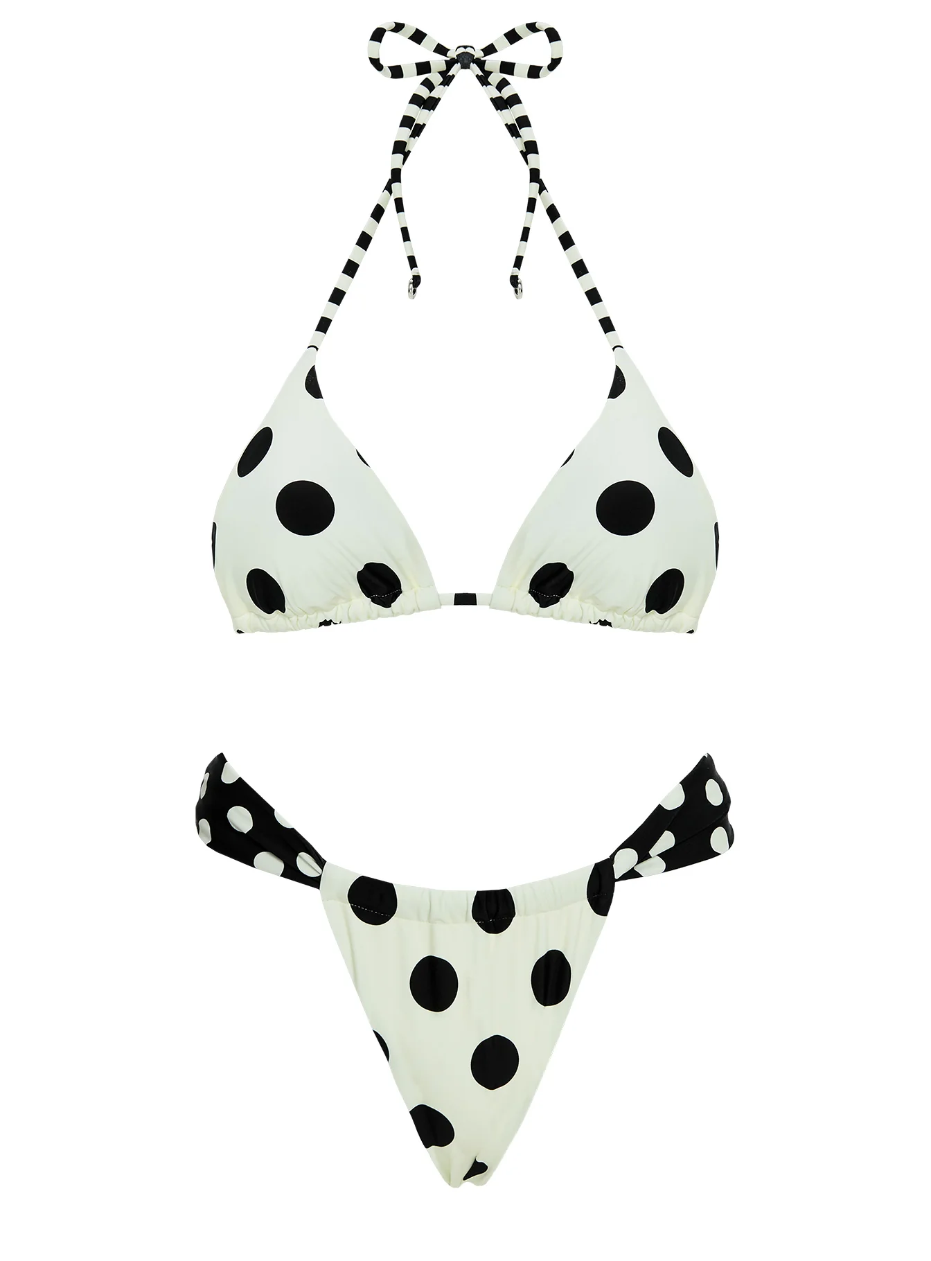 Jenner Triangle Bikini Top Cream / Polka Dot