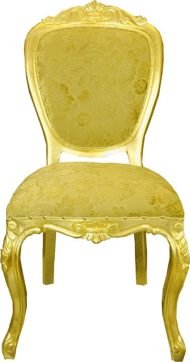 Pompöös by Luxury Baroque Dining Room Chairs Gold Bouquet Pattern / Gold - Pompöös Baroque Chairs designed by Harald Glööckler - 4 Dining Room Chairs - Baroque Dining Room Furniture