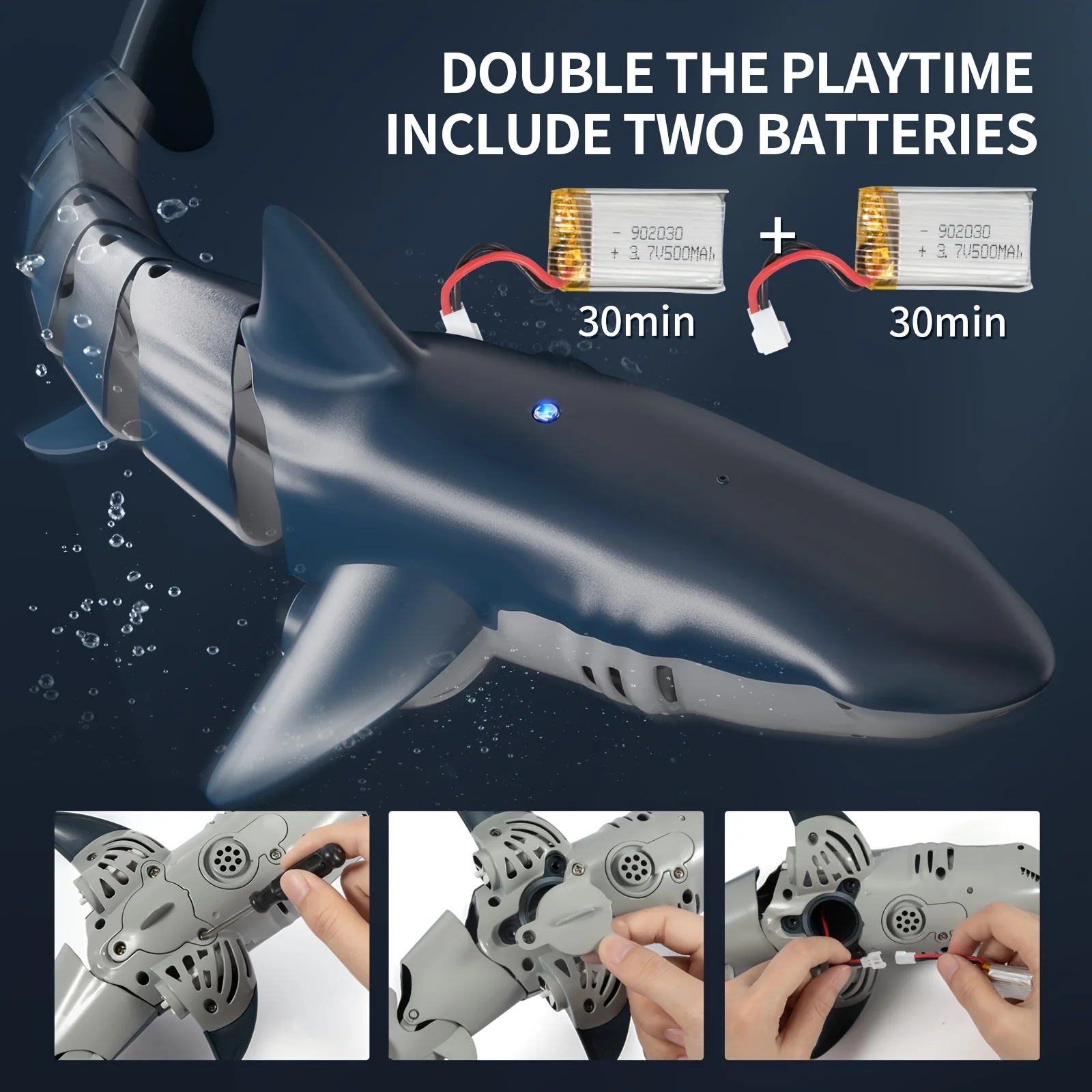 2022 New Version of Remote Control Shark - 1:18 Scale Fish with Light and Water Spray - Perfect Remote Control Boat Toy for Kids Ages 4-8 - Ideal for Bathroom, Pool and Lake - Perfect Halloween, Christmas and Gifts