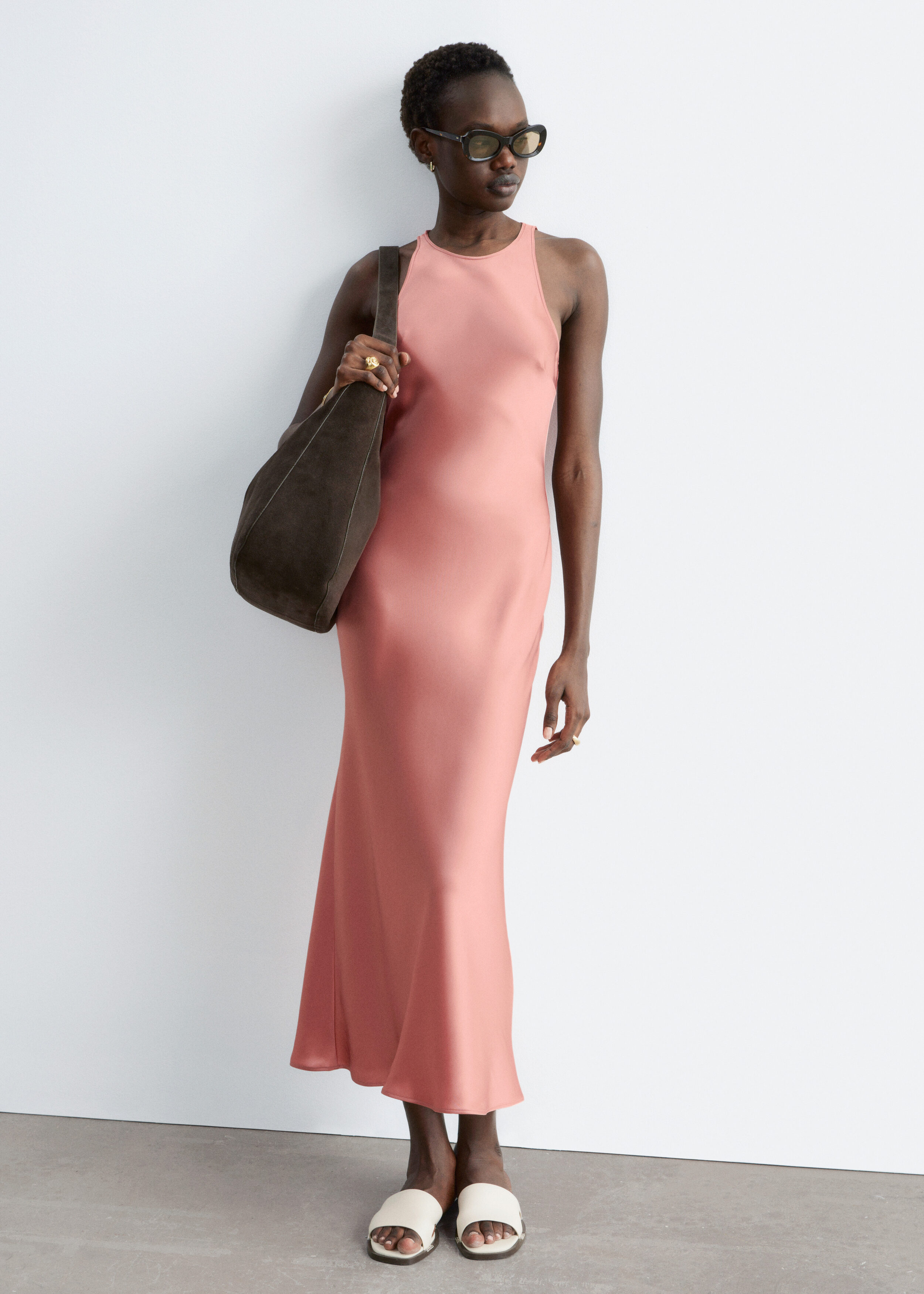 & Other Stories SLEEVELESS SATIN MIDI DRESS