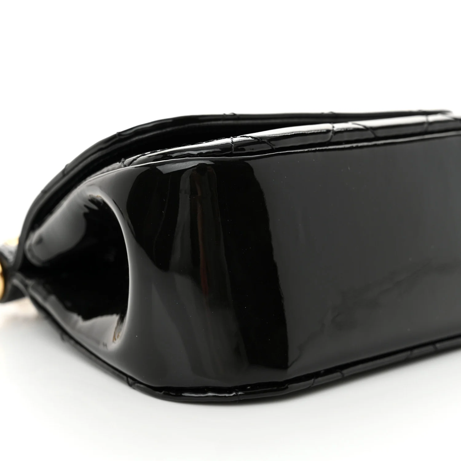 Patent Quilted Frame Clutch Flap With Chain Black - Top Club