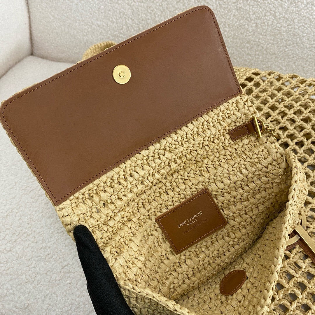 SAINT LAURENT YSL Raffia Icare Tote Bag - Top Club