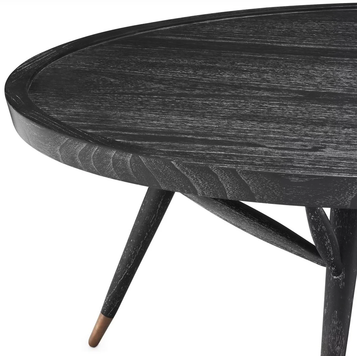 Luxury coffee table black gray / antique brass Ø 100 x H. 38.5 cm - Round solid wood living room table - Luxury living room furniture